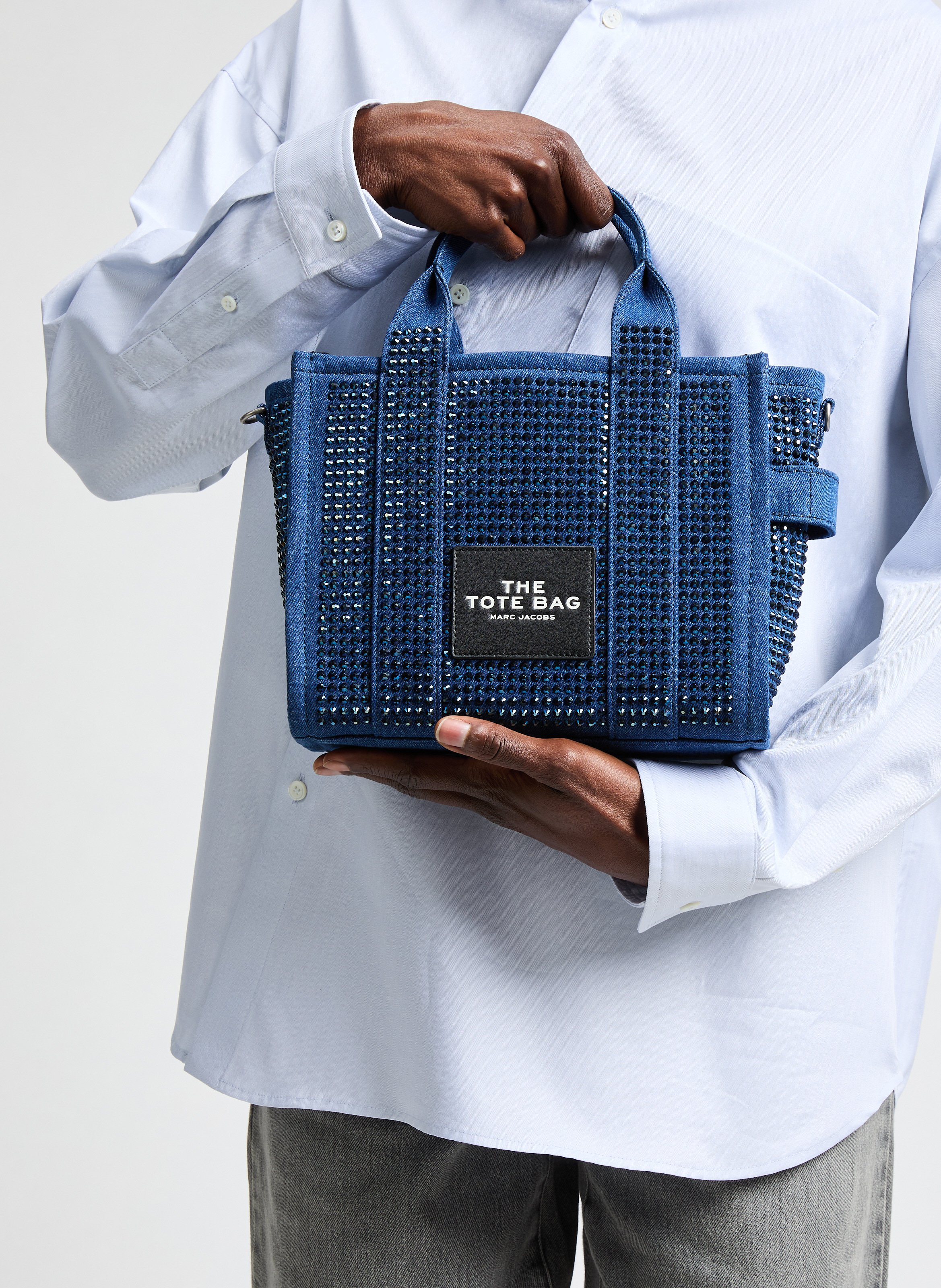 Sac à main The Crystal Denim Small Tote Bag  MARC JACOBS Bleu