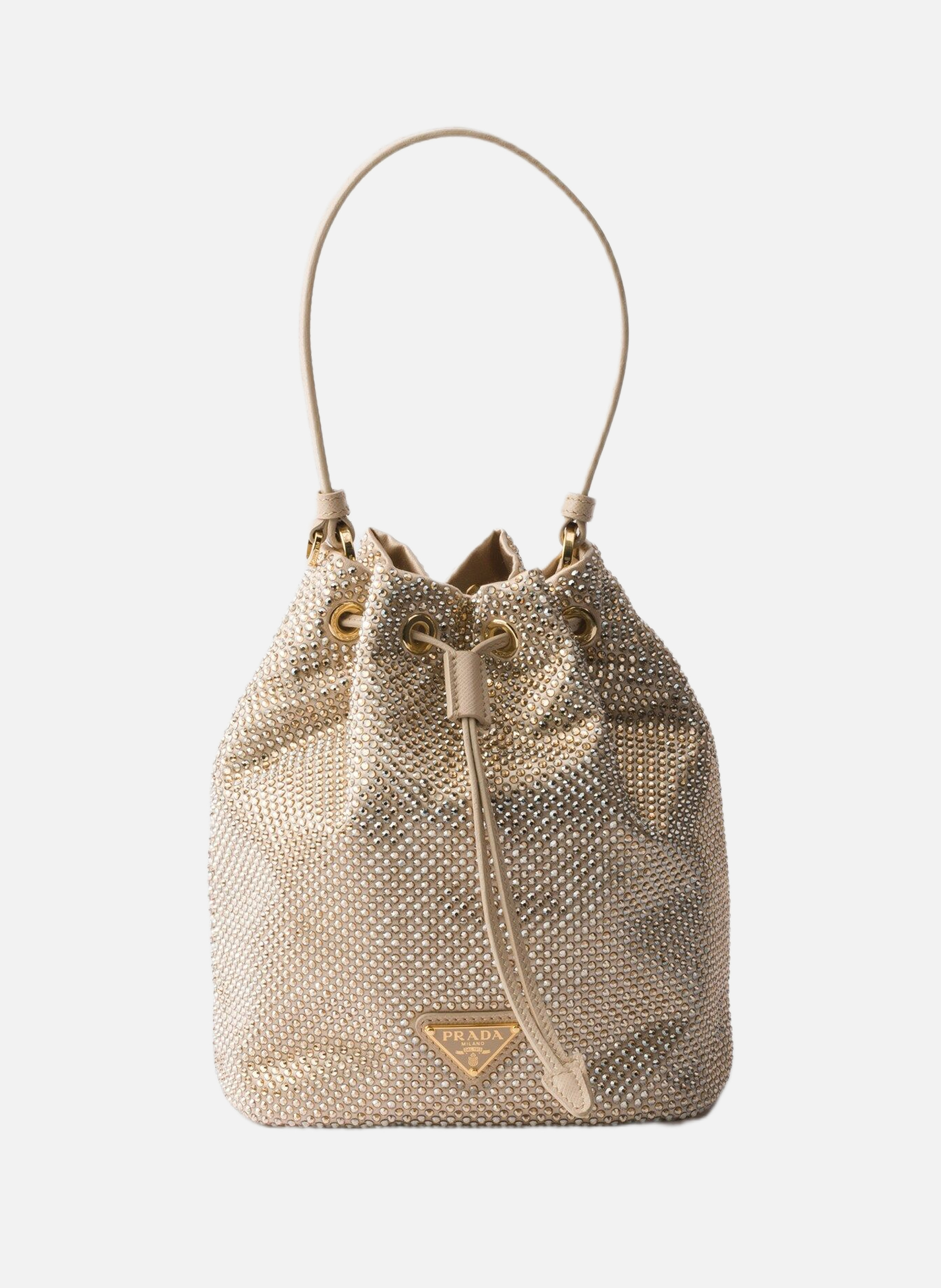 Mini sac en satin à cristaux PRADA Beige
