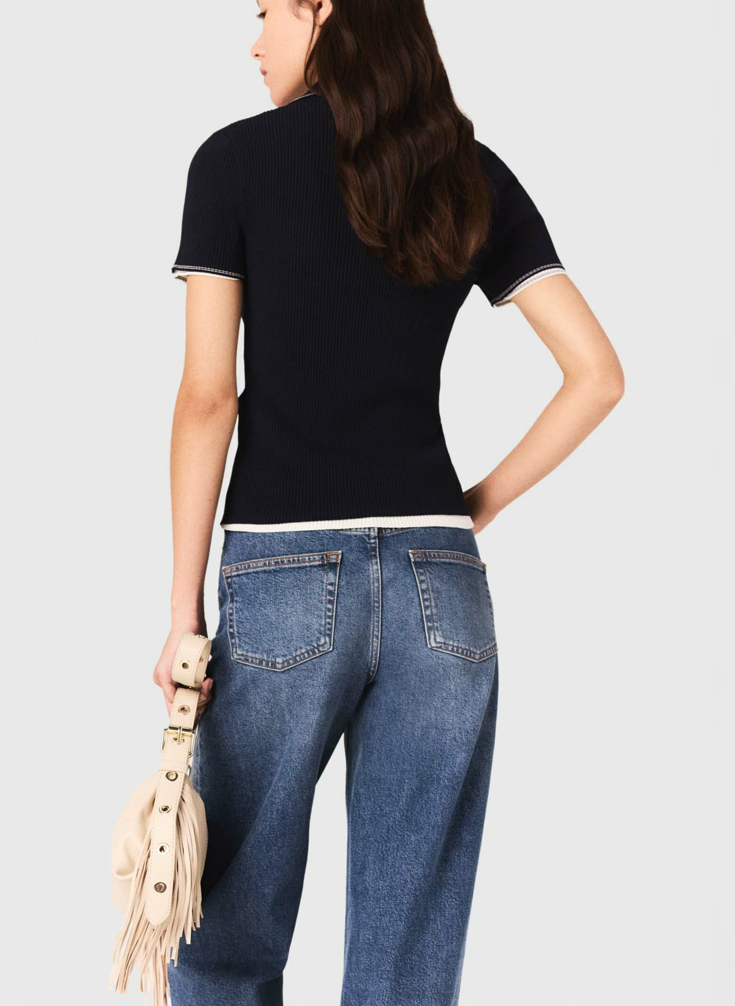 Pull col polo MAJE Bleu