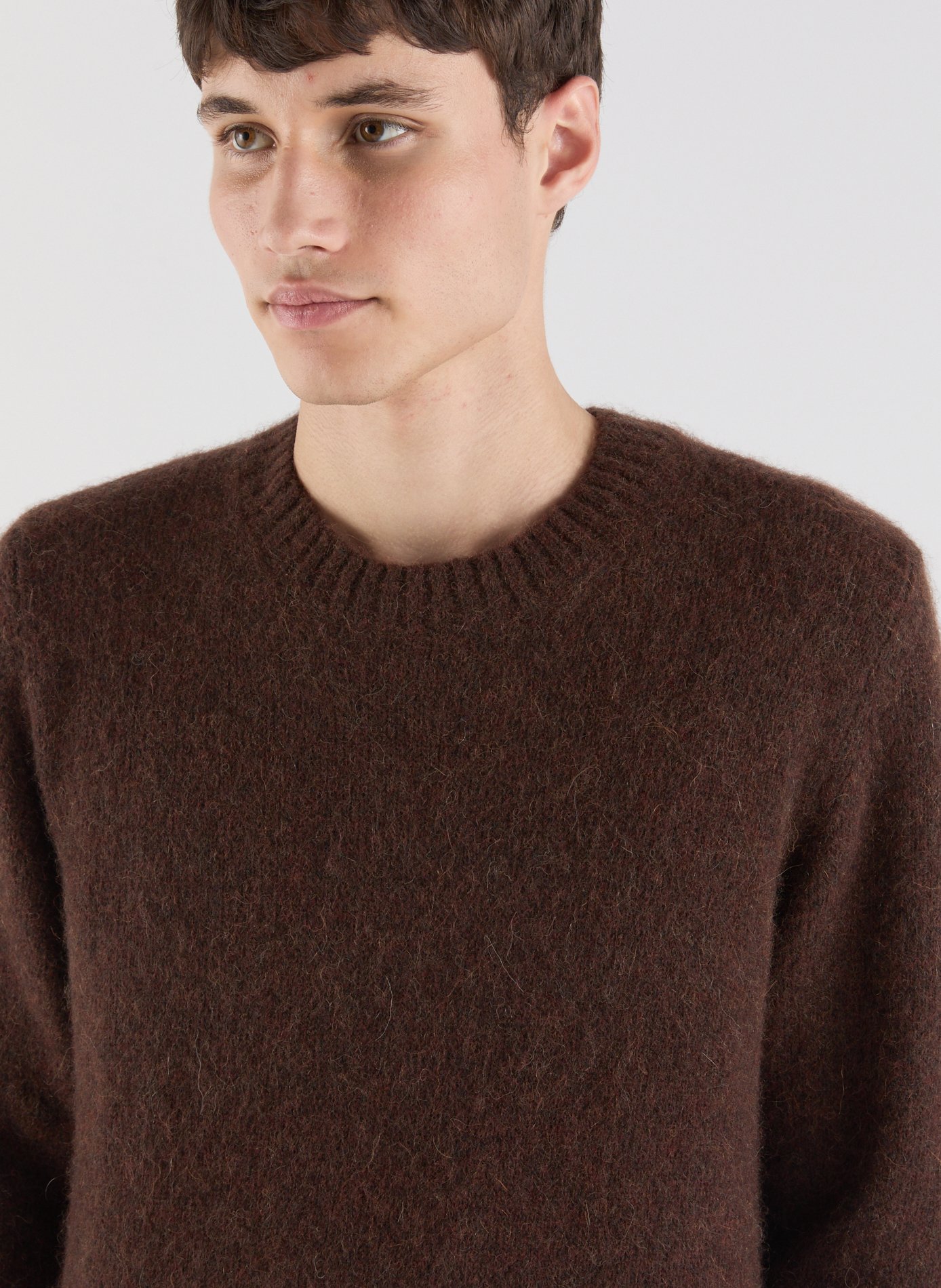 Round neck alpaca blend sweater SAISON 1865 Brown
