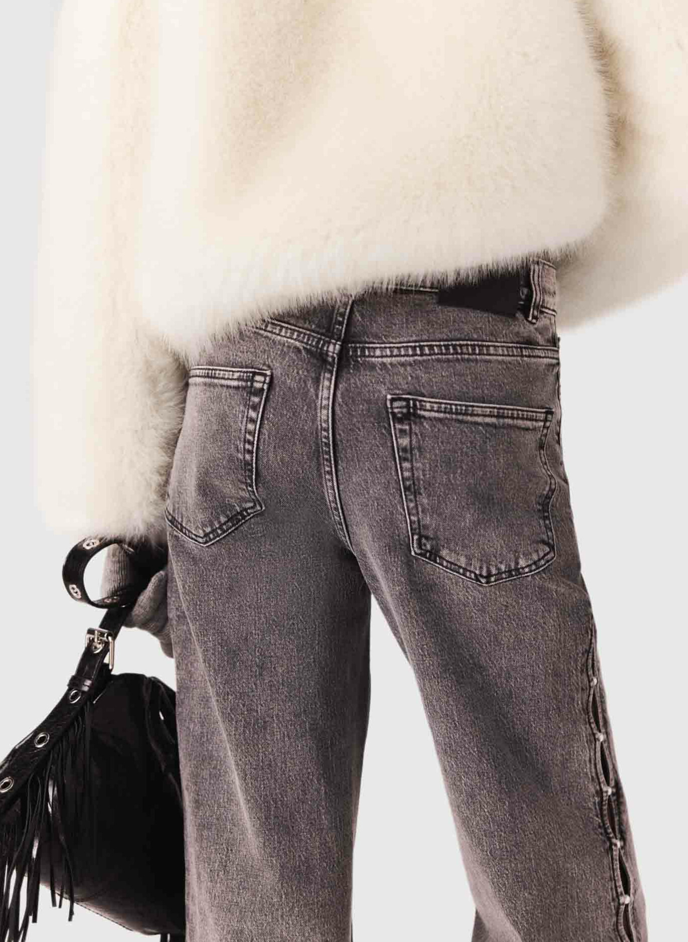 Jean droit en coton mélangé MAJE Gris