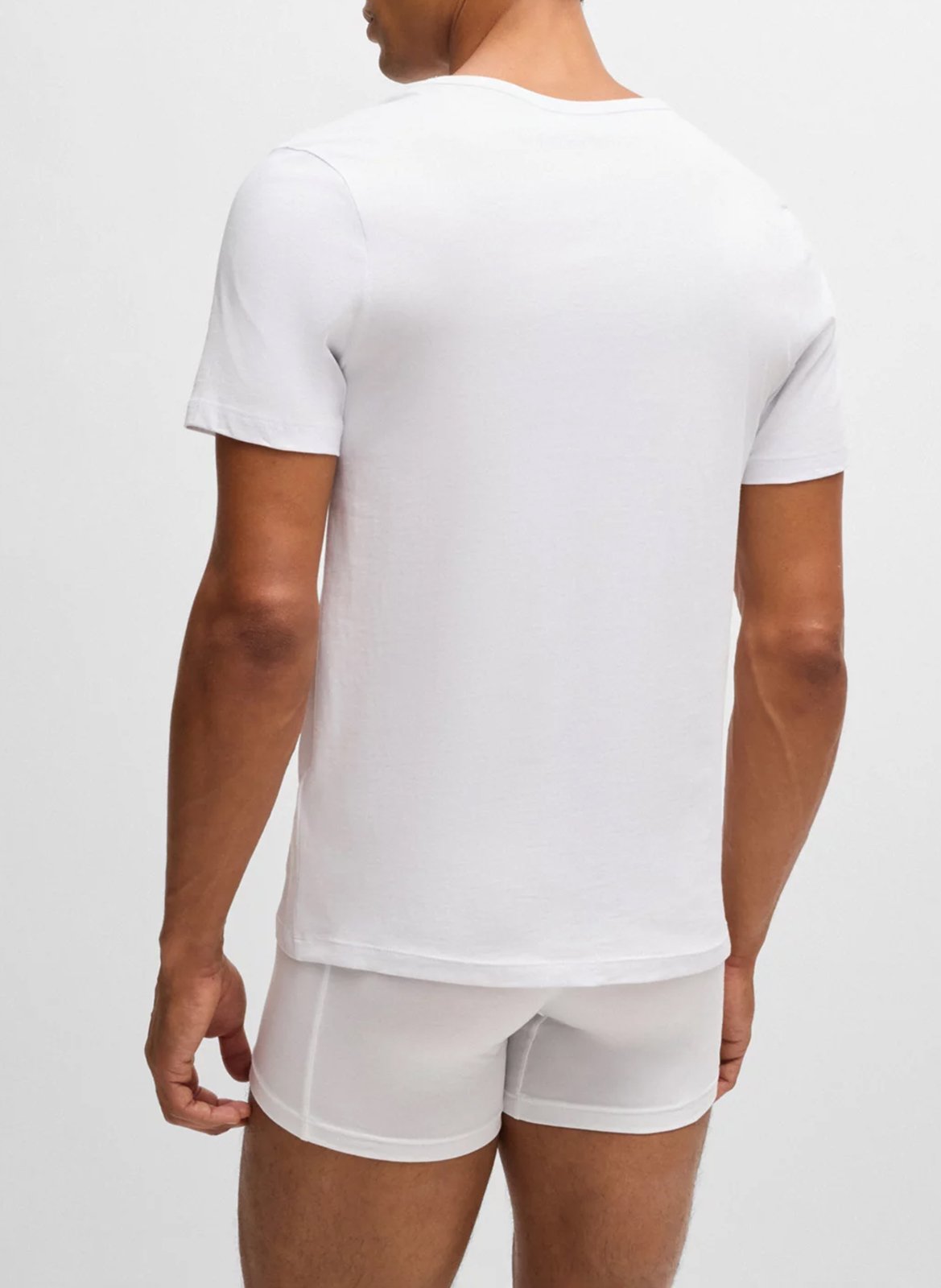 Lot de 3 tee-shirts col v brodé en coton BOSS Blanc