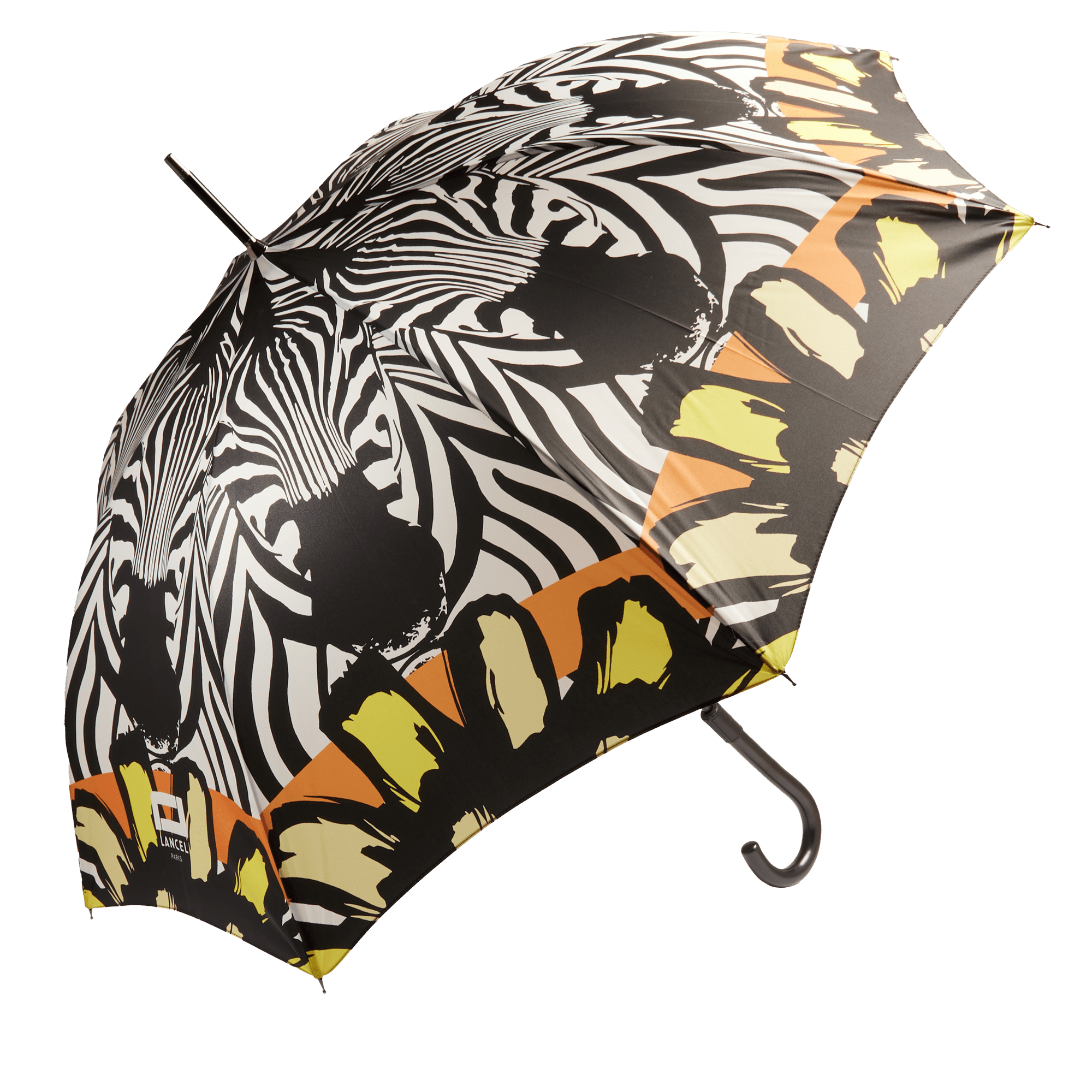 LANCEL Parapluie long motif zebra parapluie  en toile Noir