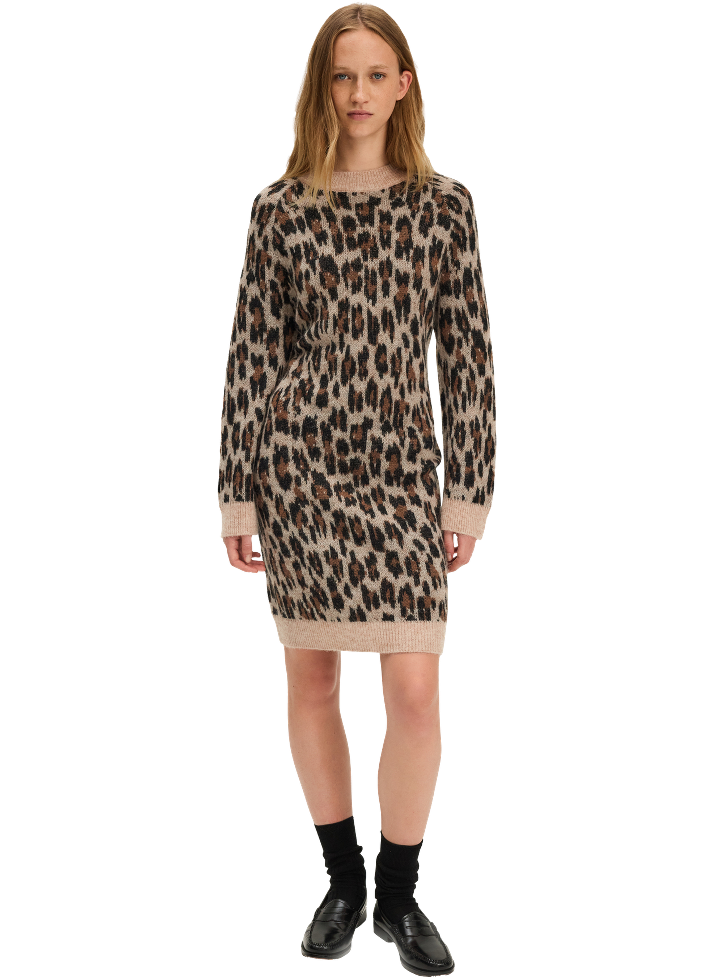 Robe léopard en laine et alpaga - luliane PABLO Beige