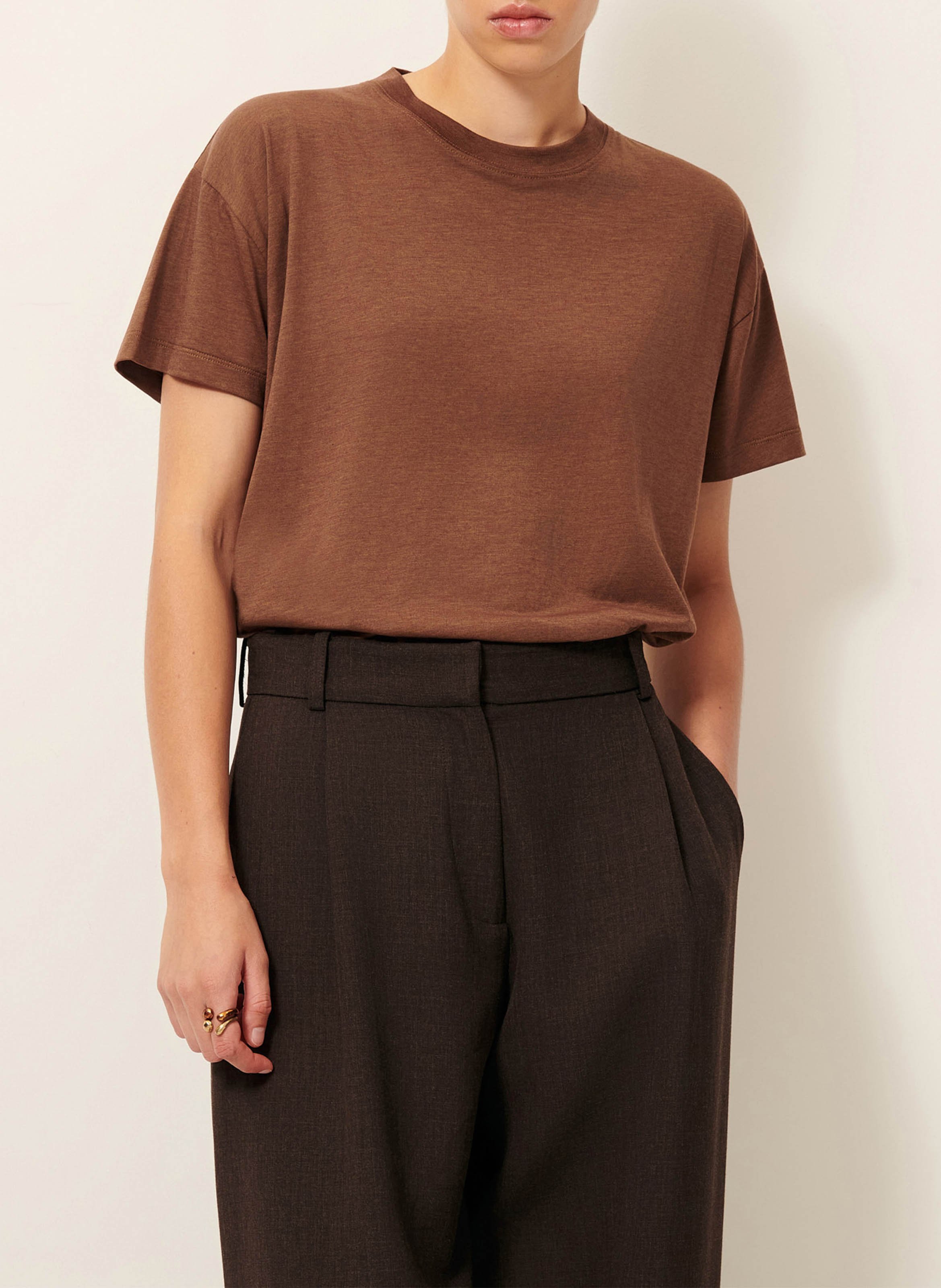 Tee-shirt oversize col rond too SESSUN Marron