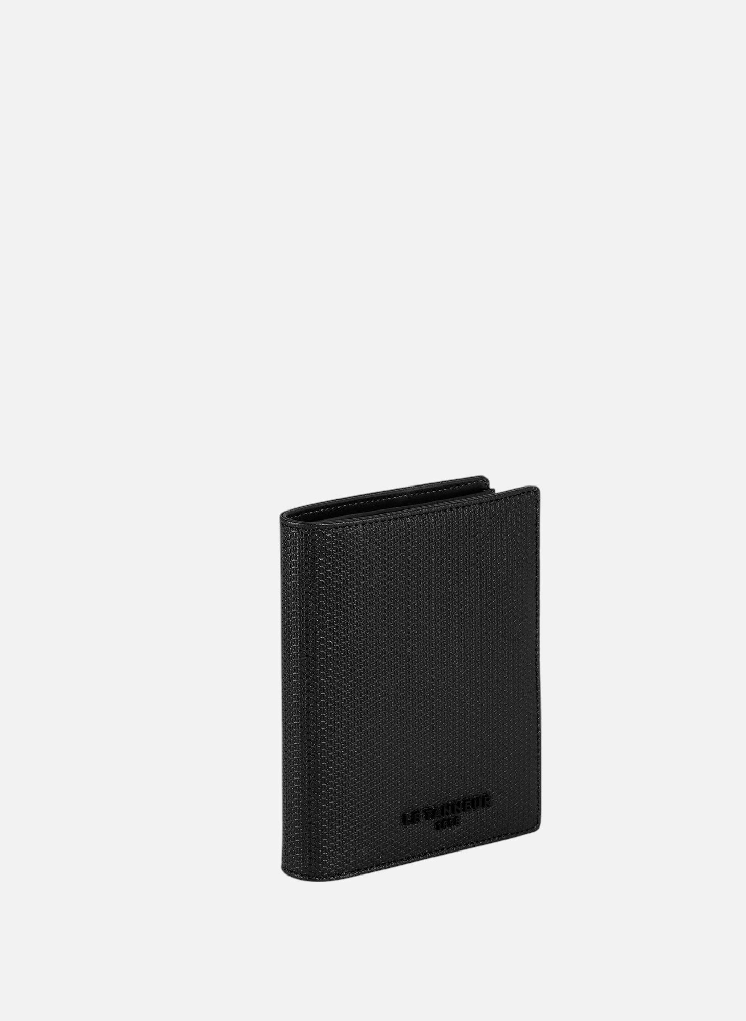 Portefeuille vertical zippé 2 volets emile en cuir signature t Noir