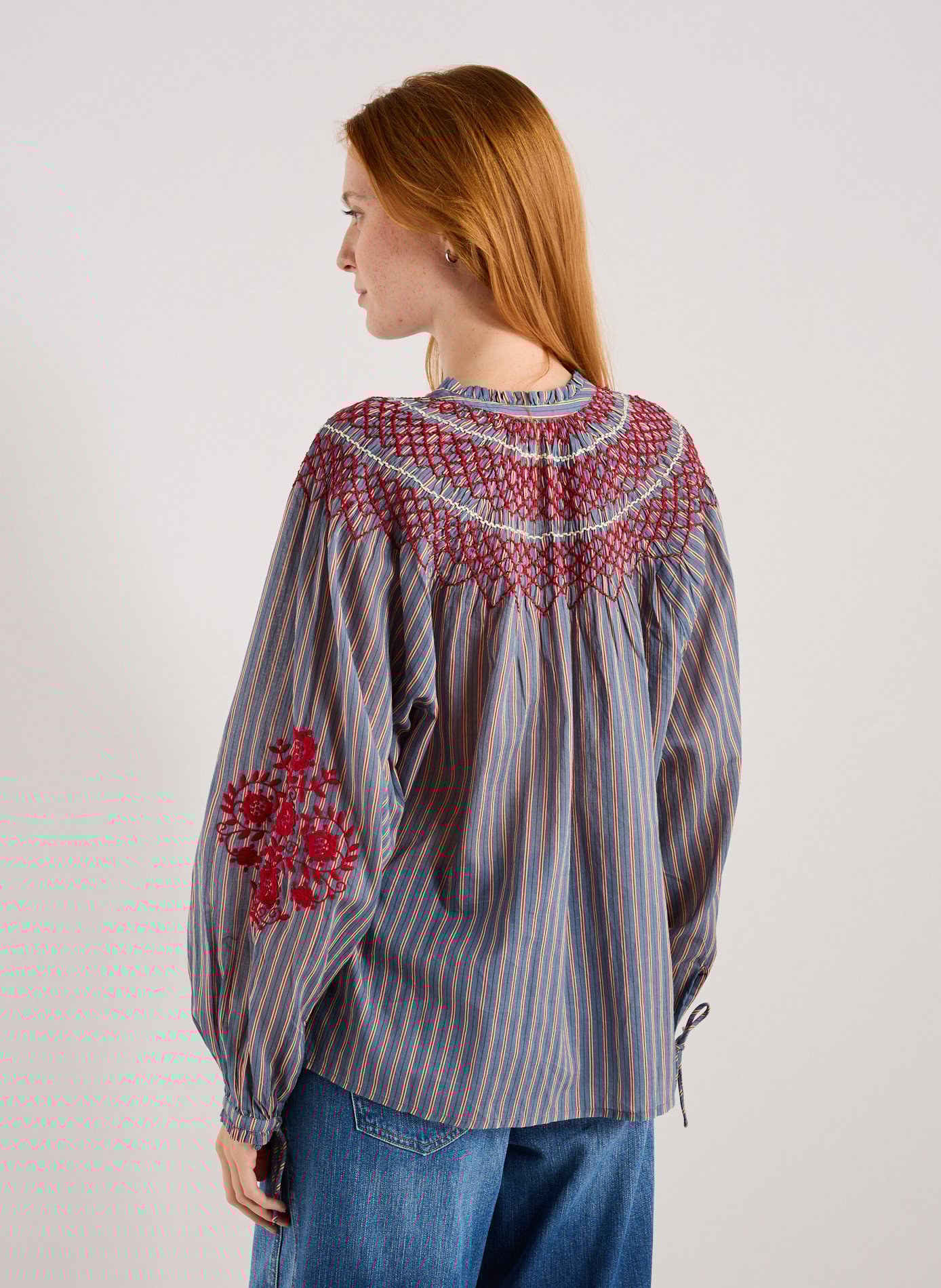 Blouse ample brodée en coton LOUISE MISHA Multicolore