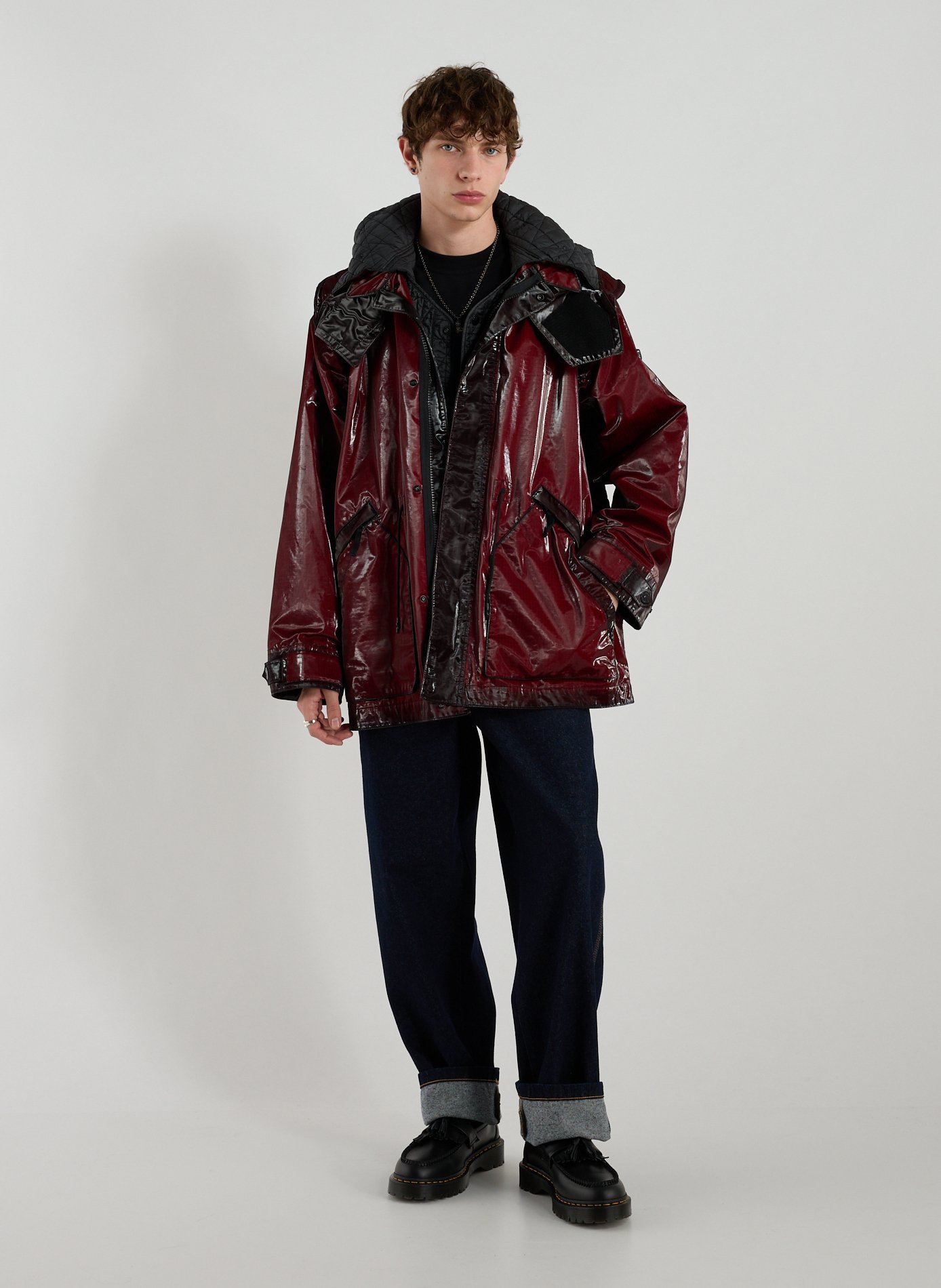 Prismatico Uneven Ripstop Hooded Parka STONE ISLAND Red