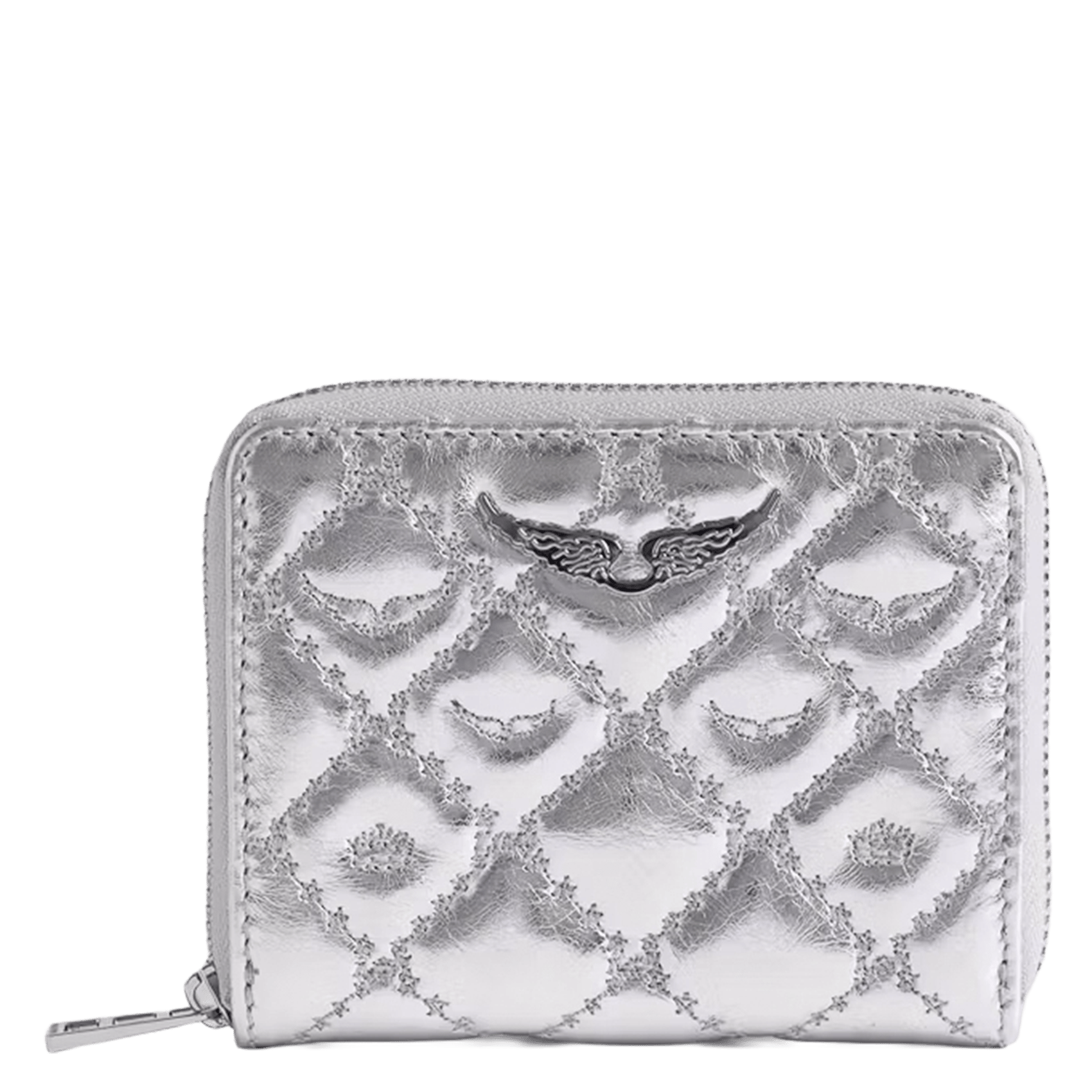 Porte-monnaie en cuir métallisé mini zv ZADIG&VOLTAIRE Gris