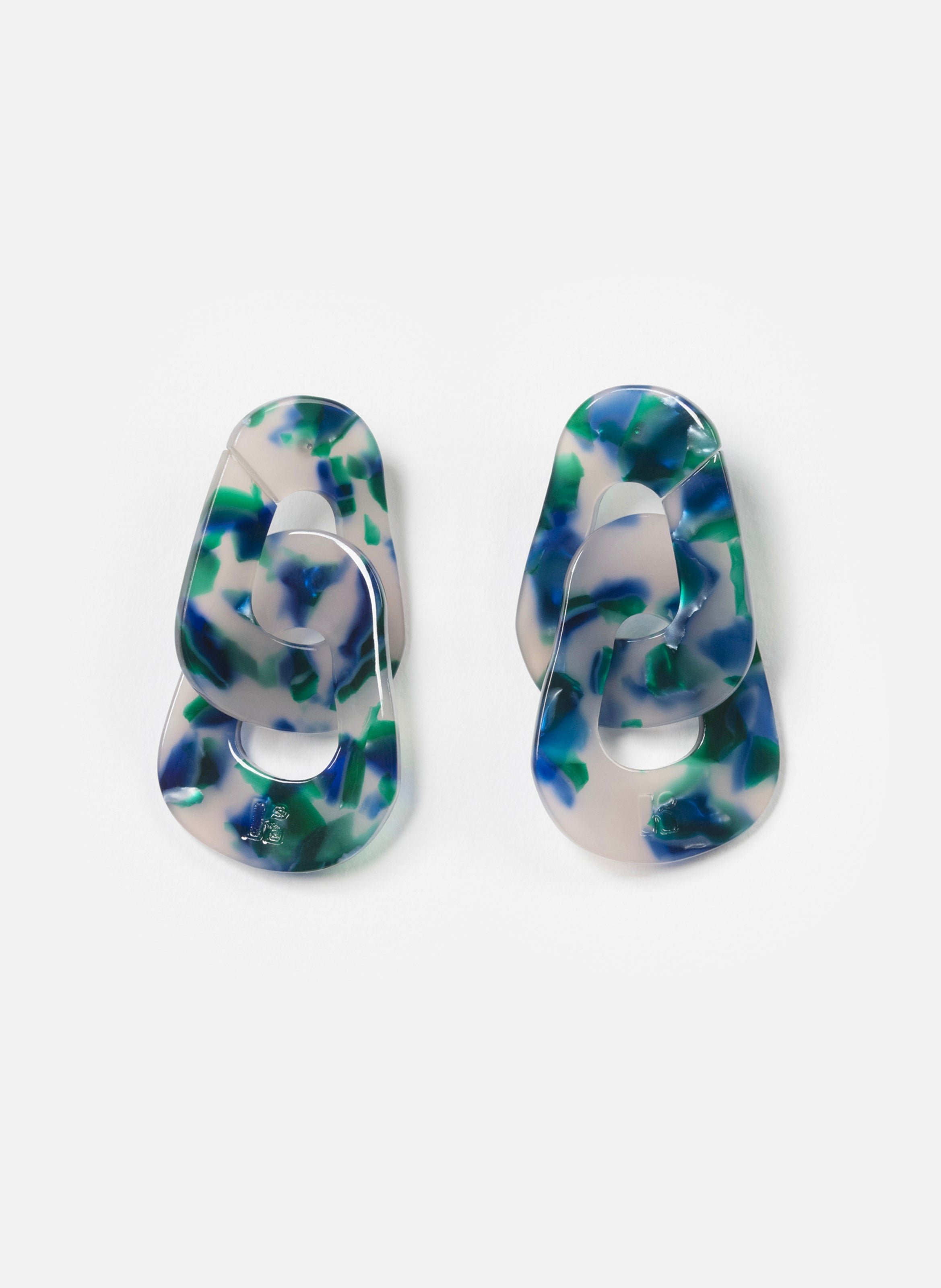 Boucles d'oreilles maillons en acétate de cellulose  Verde