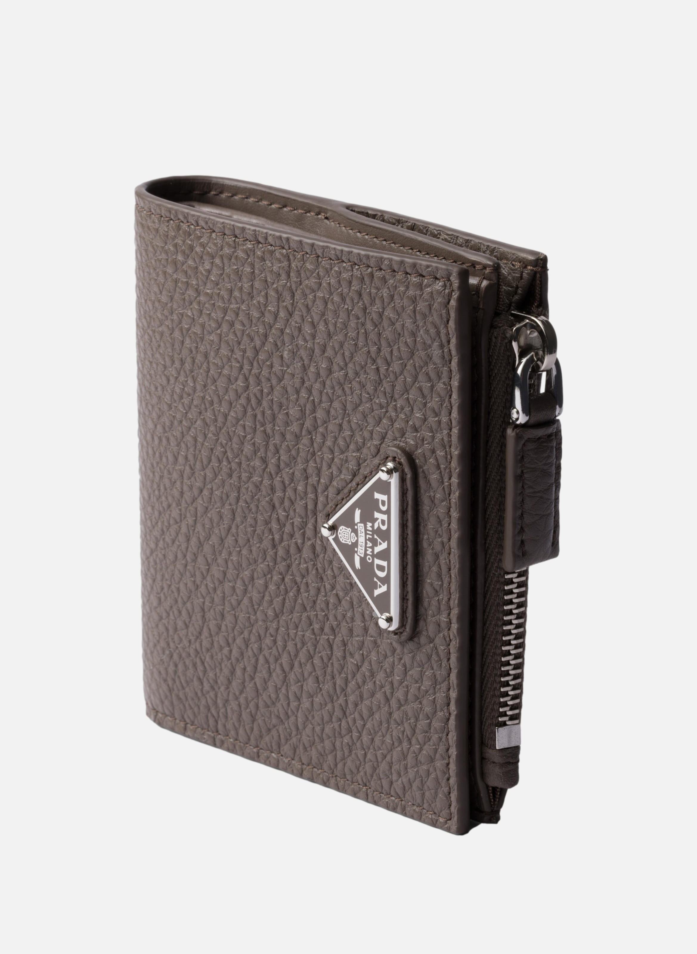 Petit portefeuille en cuir PRADA Gris