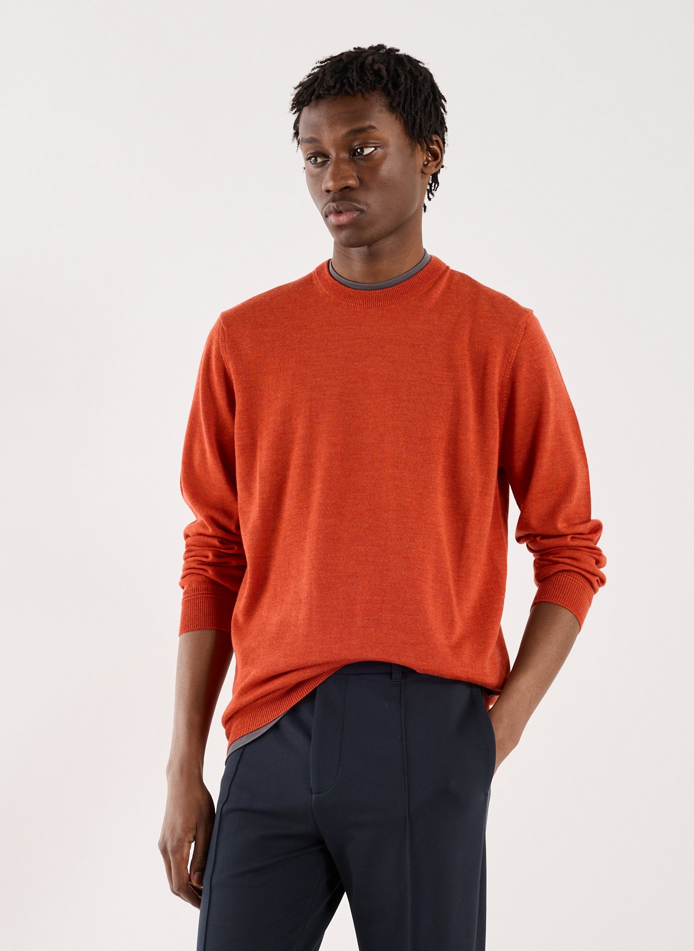 Merino wool round-neck jumper FACONNABLE Brown