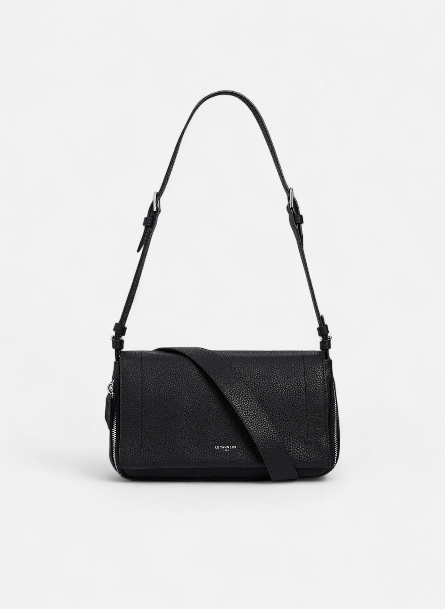 Petit sac bandoulière aurore en cuir grainé Noir