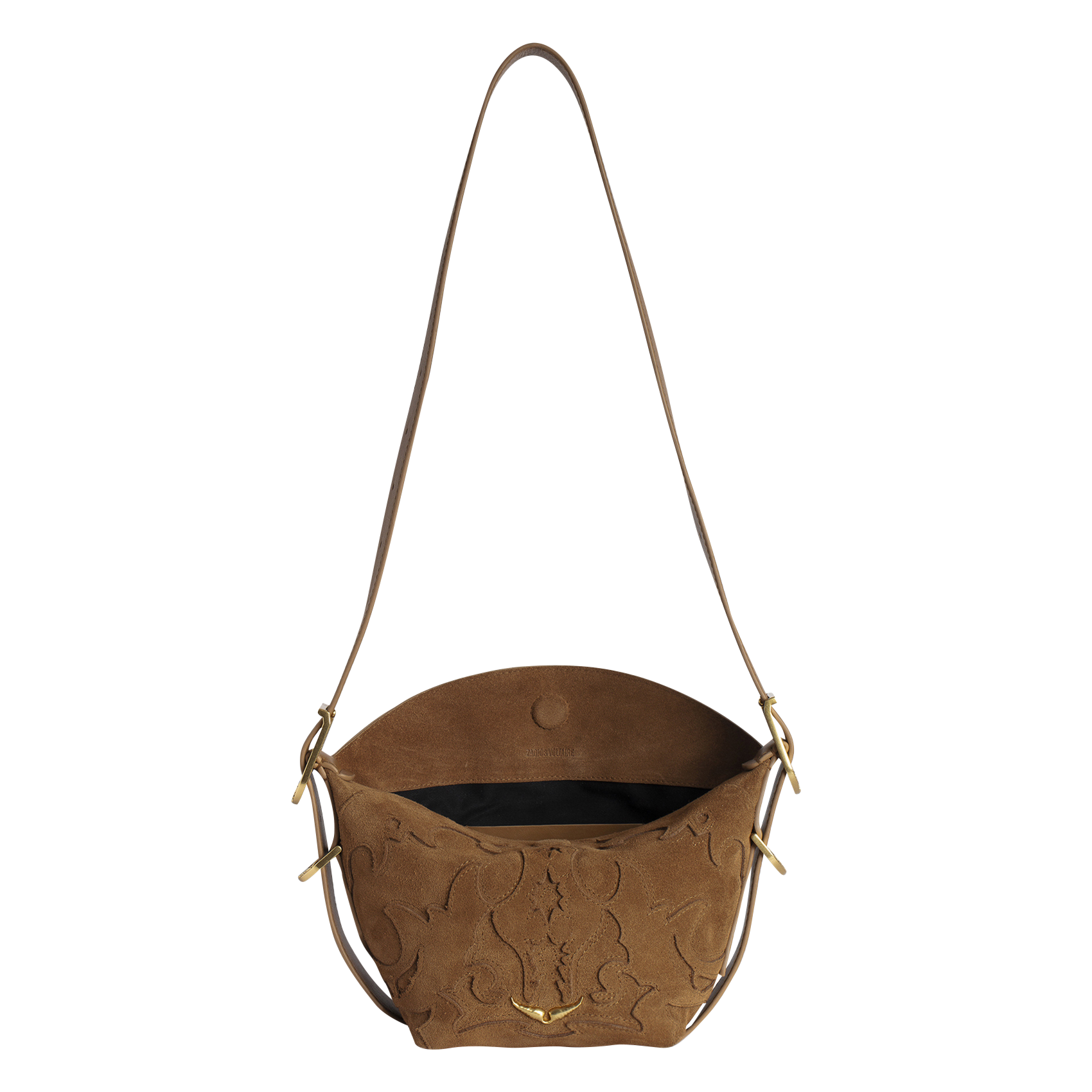 Sac bandoulière en cuir velours baby jane ZADIG&VOLTAIRE Marron