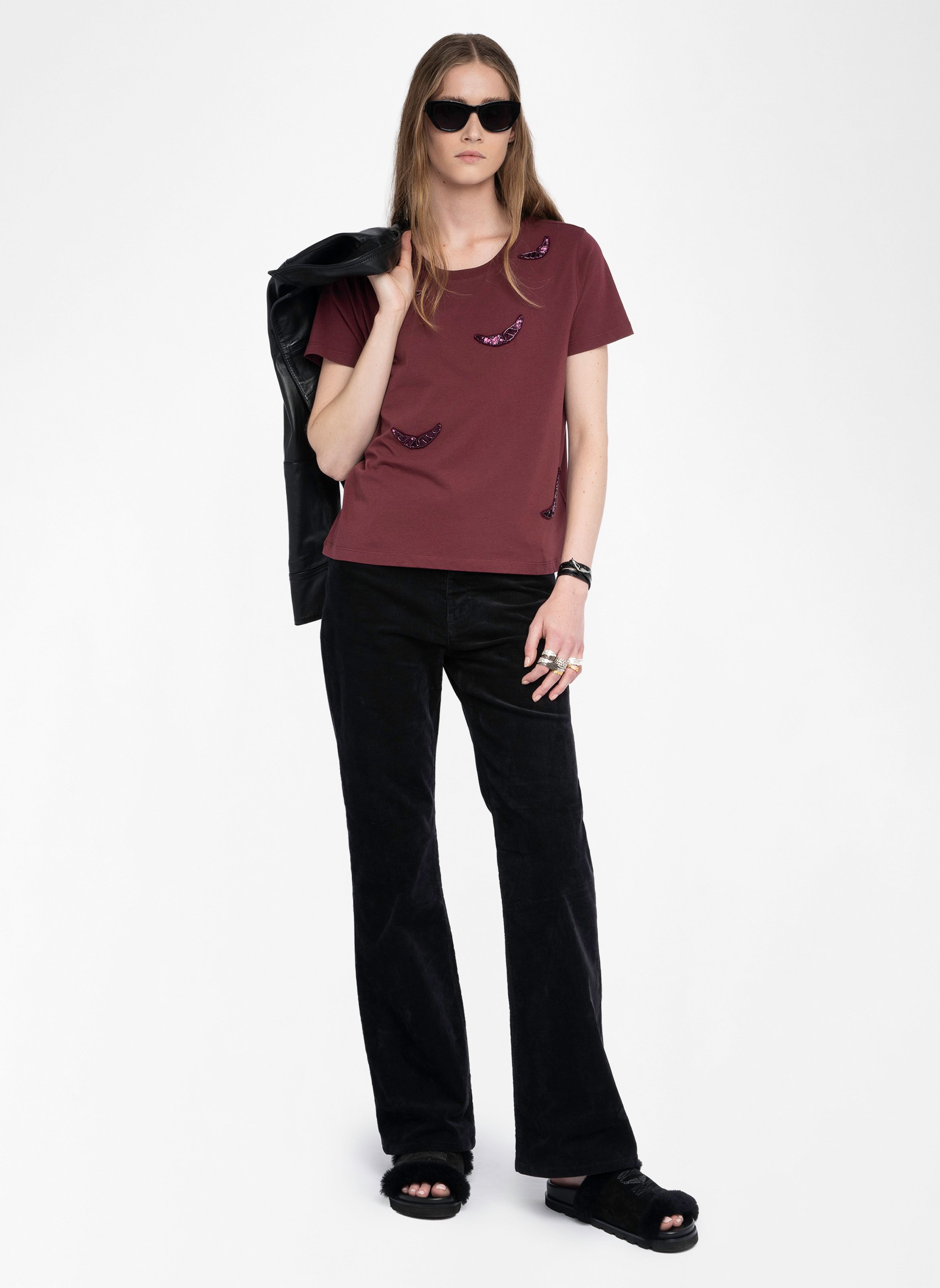 Tee-shirt droit col rond en coton alys ZADIG&VOLTAIRE Violet