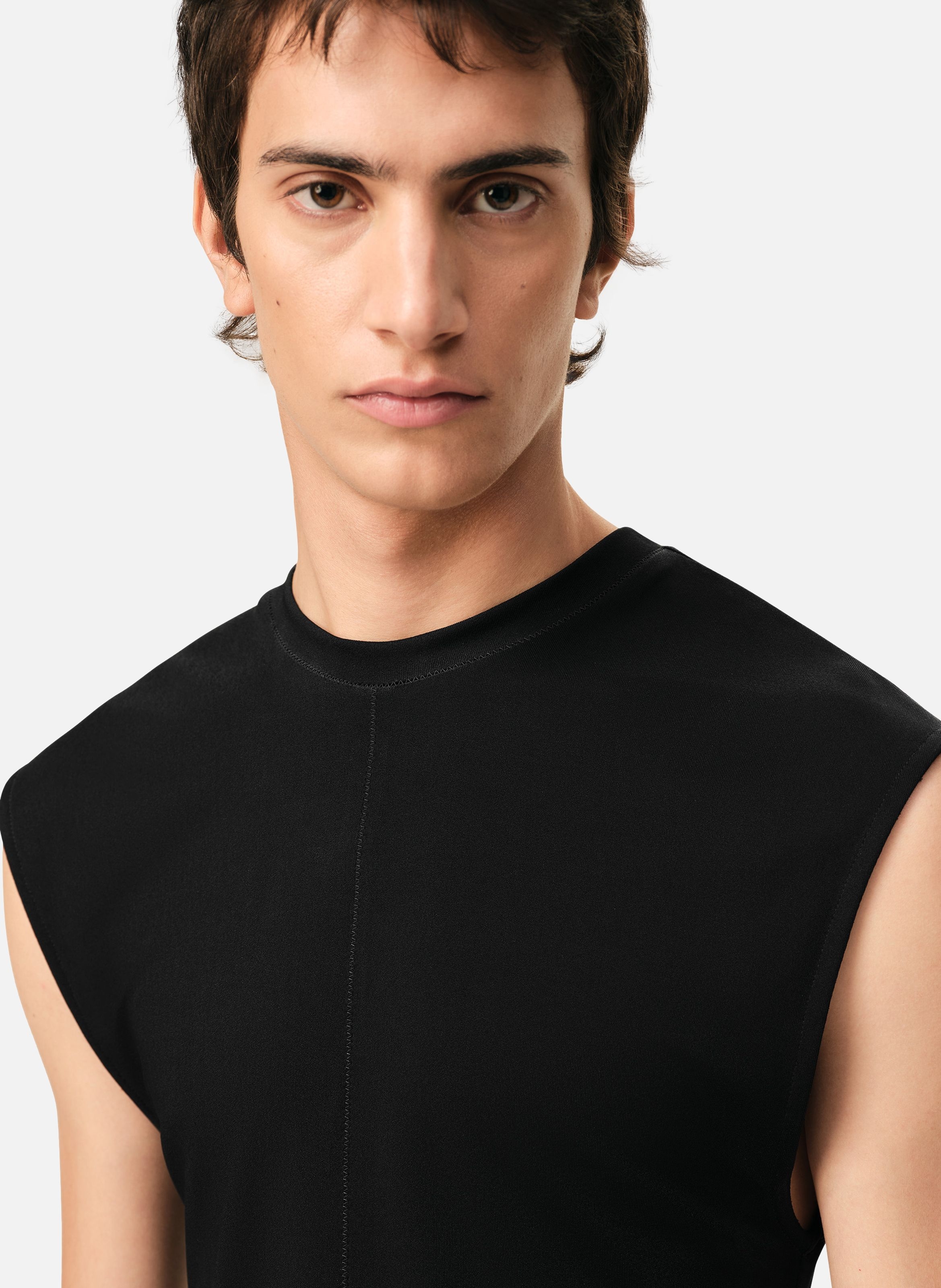 Haut ajusté sans manches unisexe en jersey AMI PARIS Noir