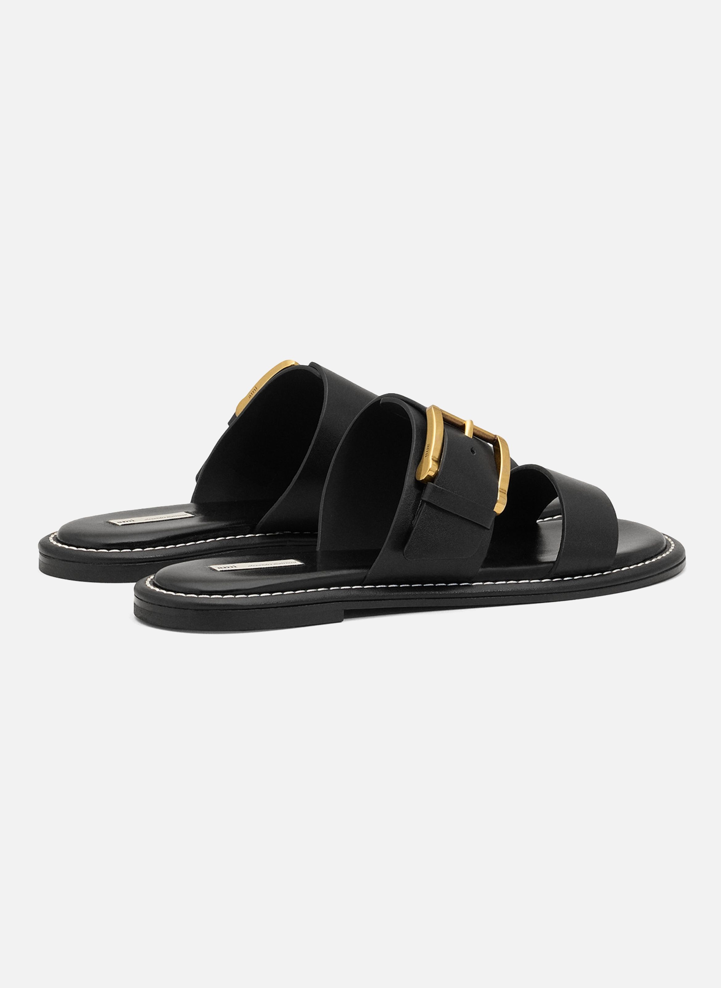 Sandales à boucle en cuir de veau AMI PARIS Noir