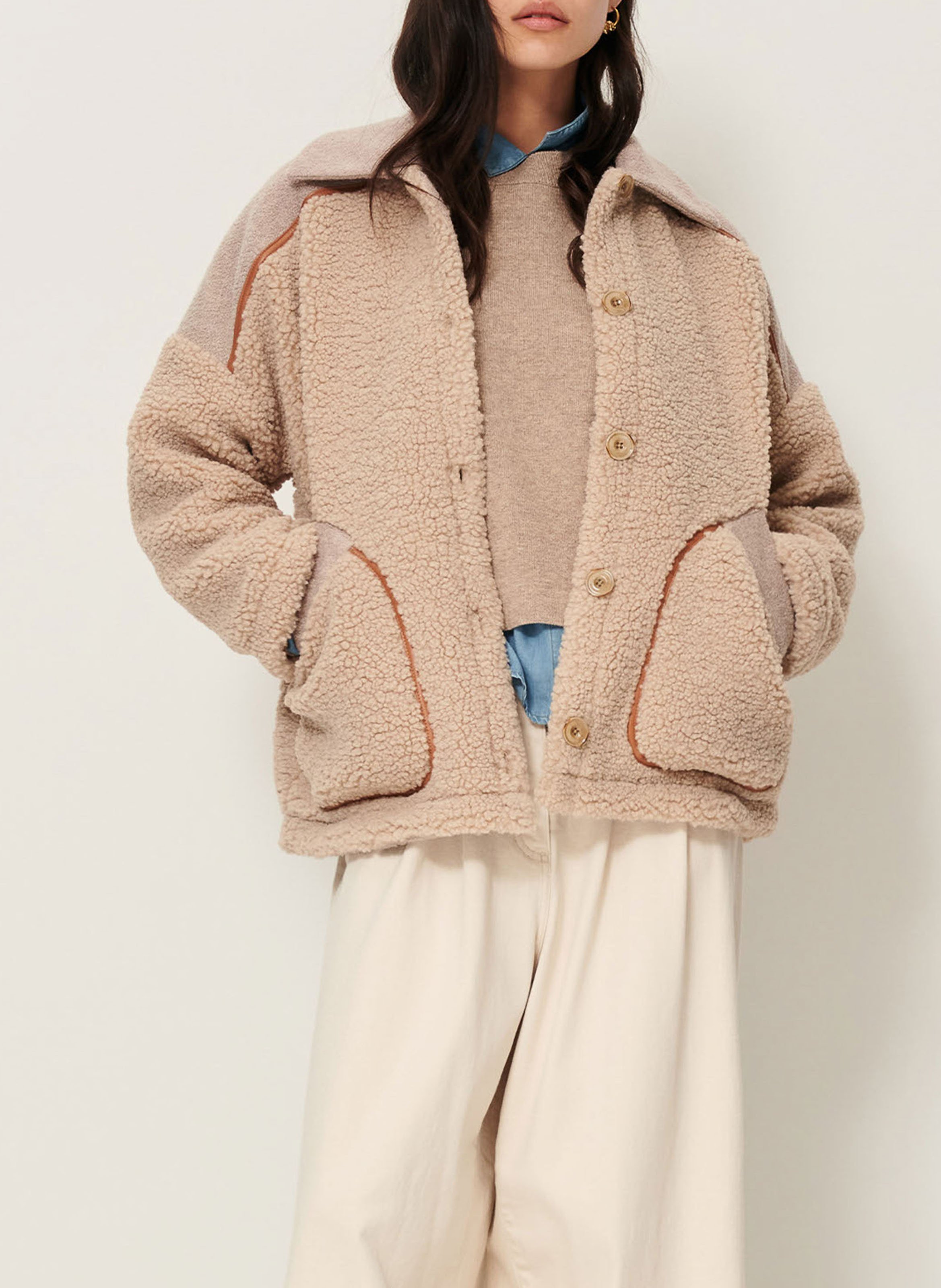 Veste oversize en laine mélangée icy rocky SESSUN Beige