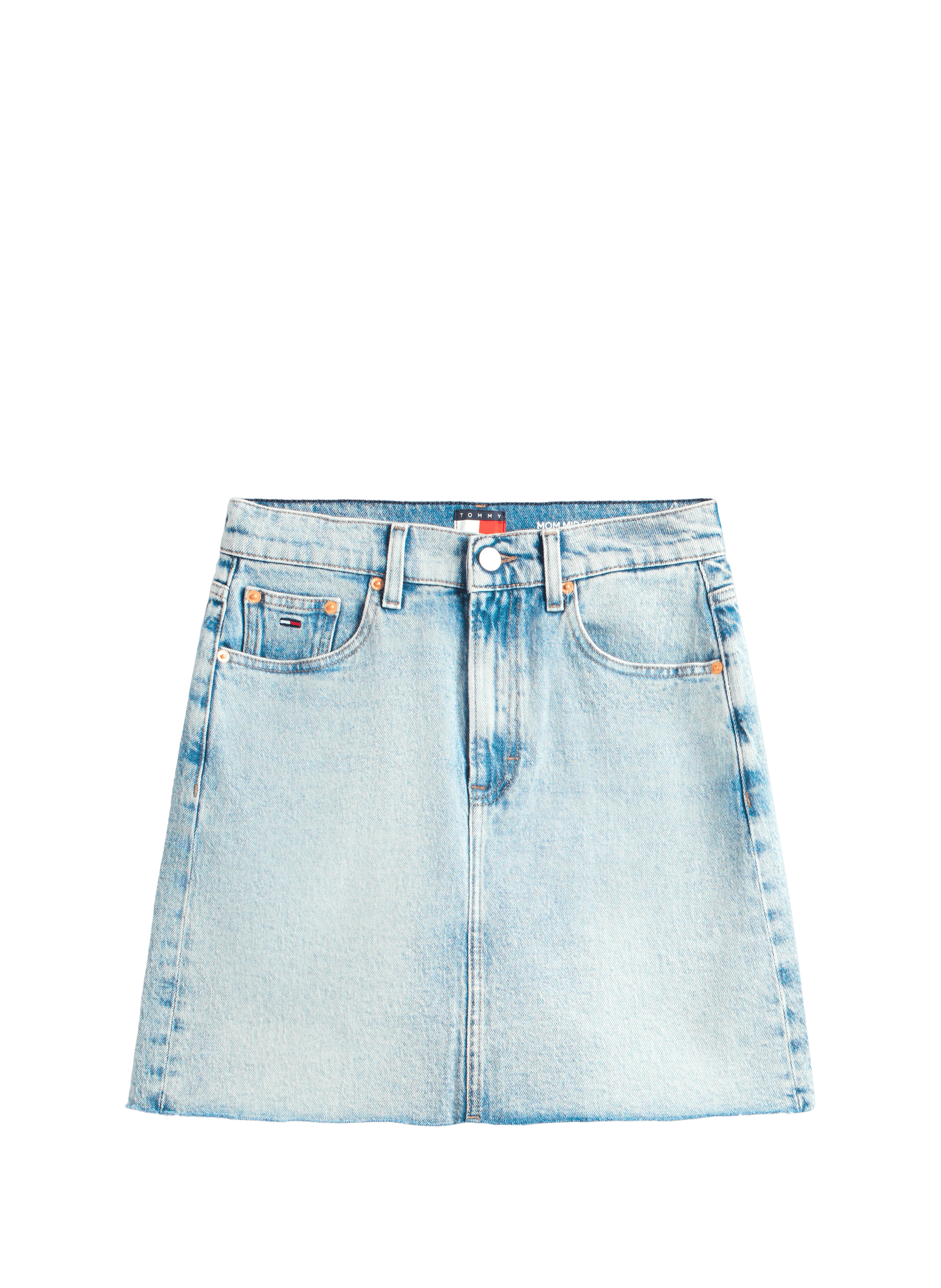 Jupe courte en denim de coton mélangé TOMMY HILFIGER Bleu