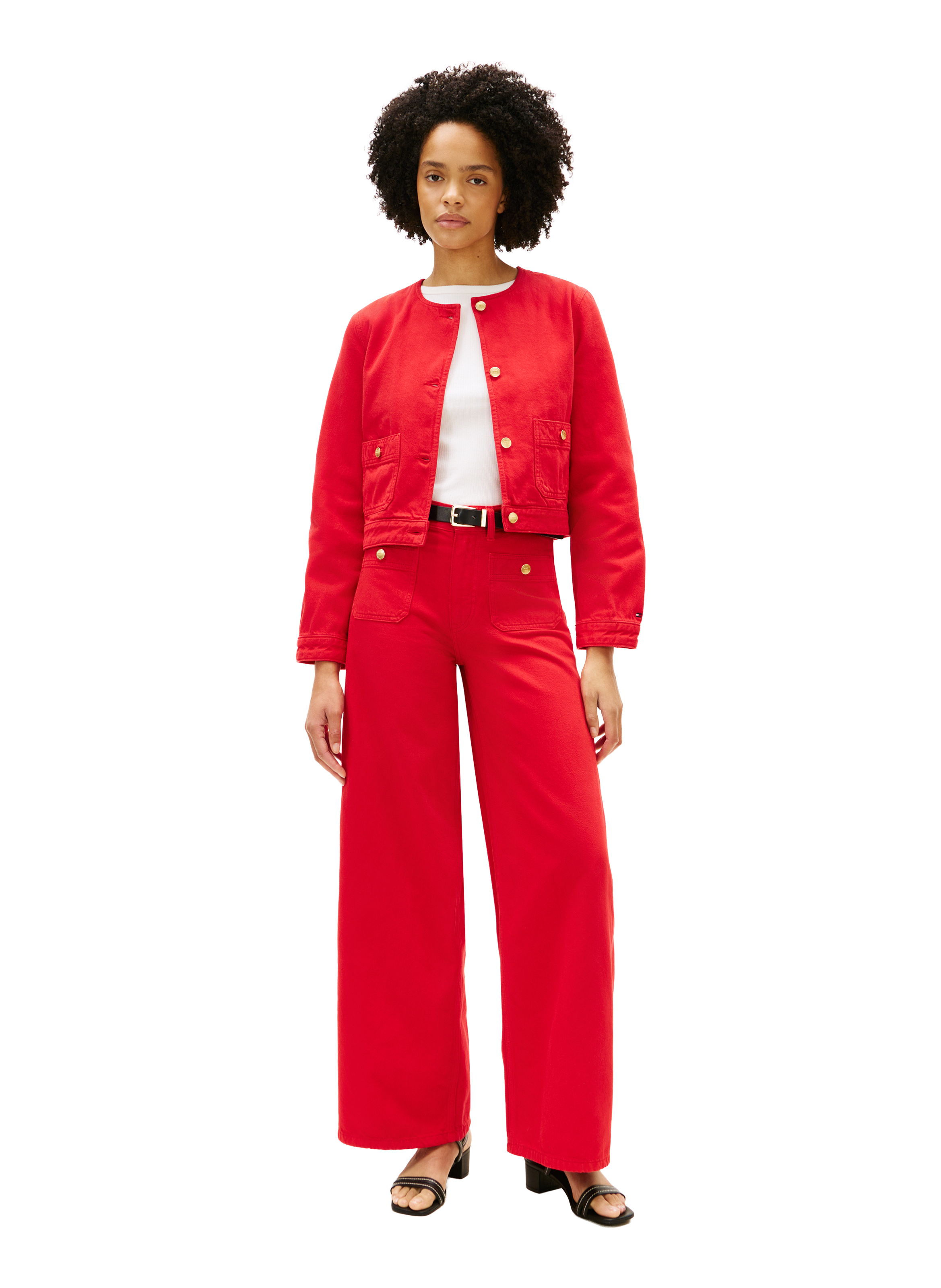 Wide cotton jeans TOMMY HILFIGER Red