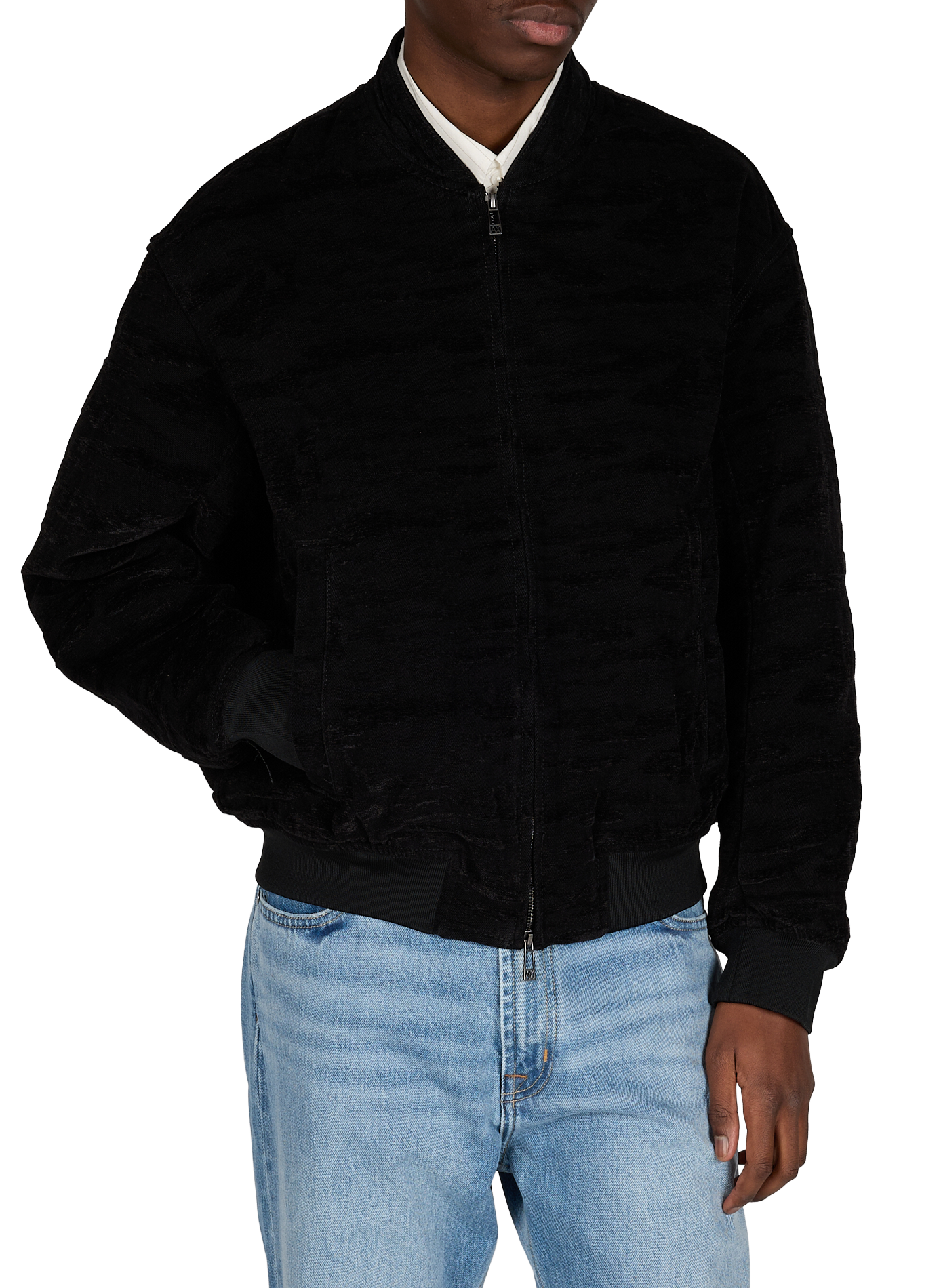 Textured blended cotton jacket ARMANI EXCHANGE Black
