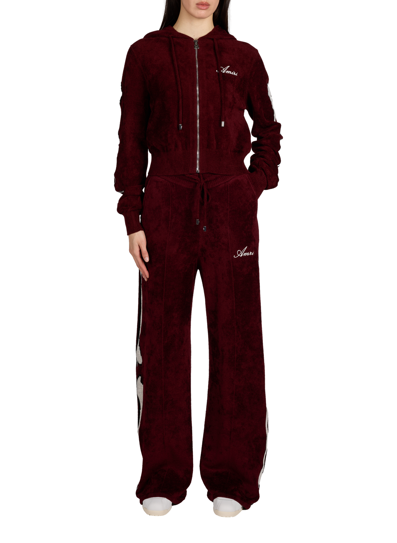 Sweat zippé en velours à logo  AMIRI Rouge