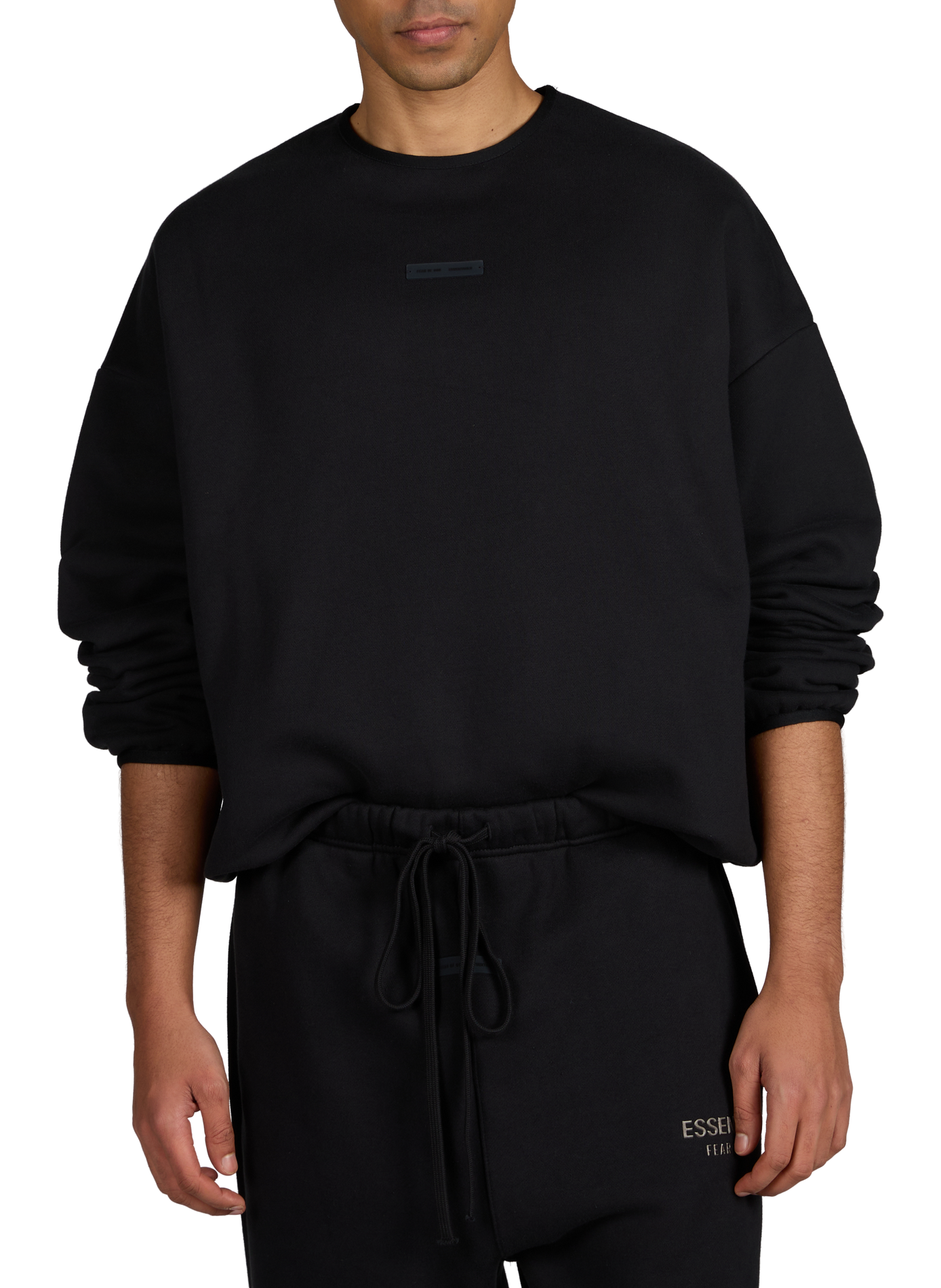 Oversized round neck sweatshirt in blended cotton. FEAR OF GOD ESSENTIALS Black
