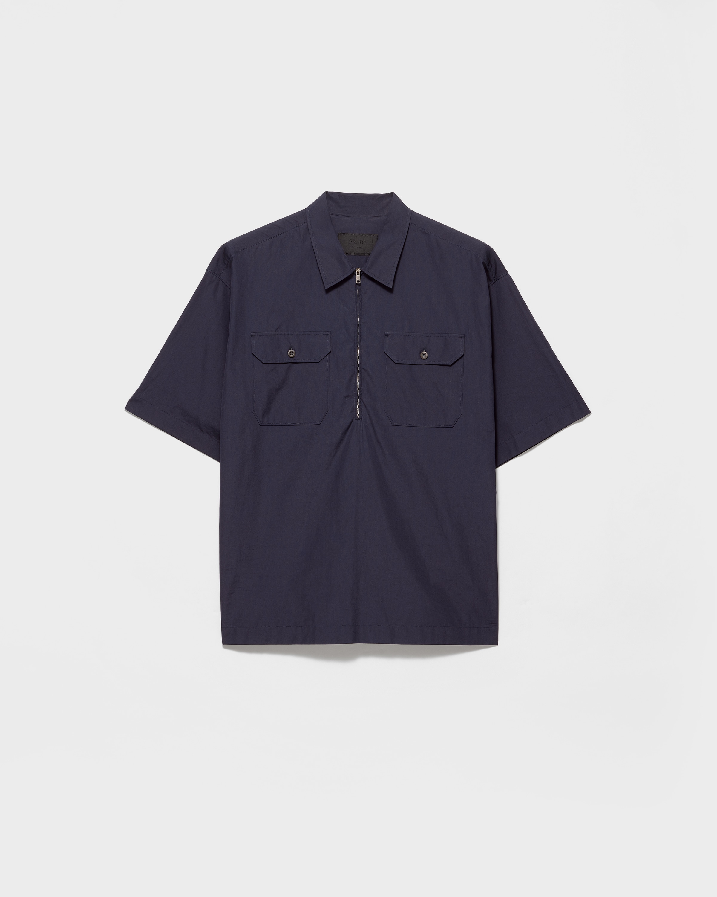 Chemise à manches courtes en coton PRADA Bleu