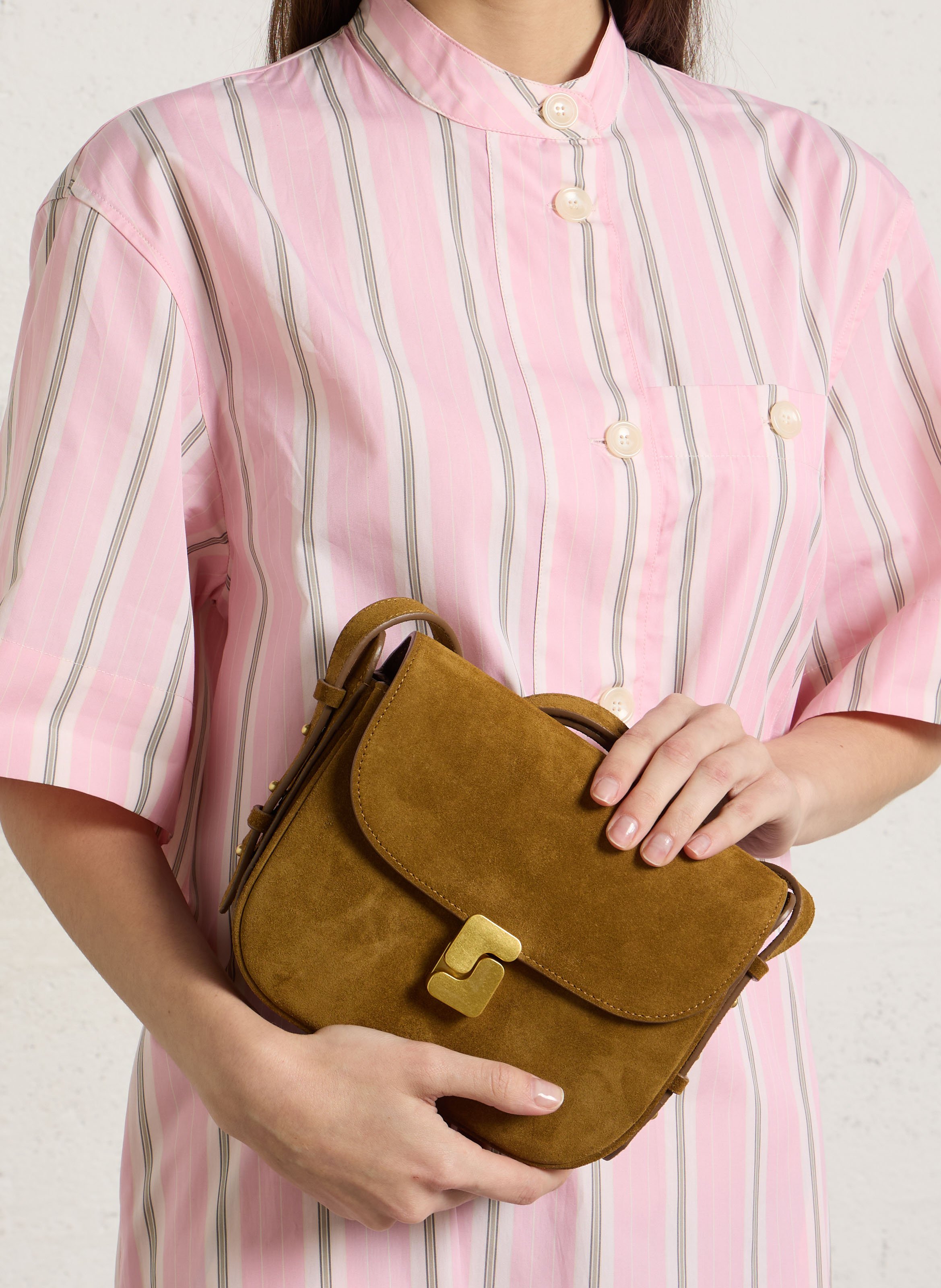 Sac bandoulière en cuir velours bellissima mini SOEUR Marron