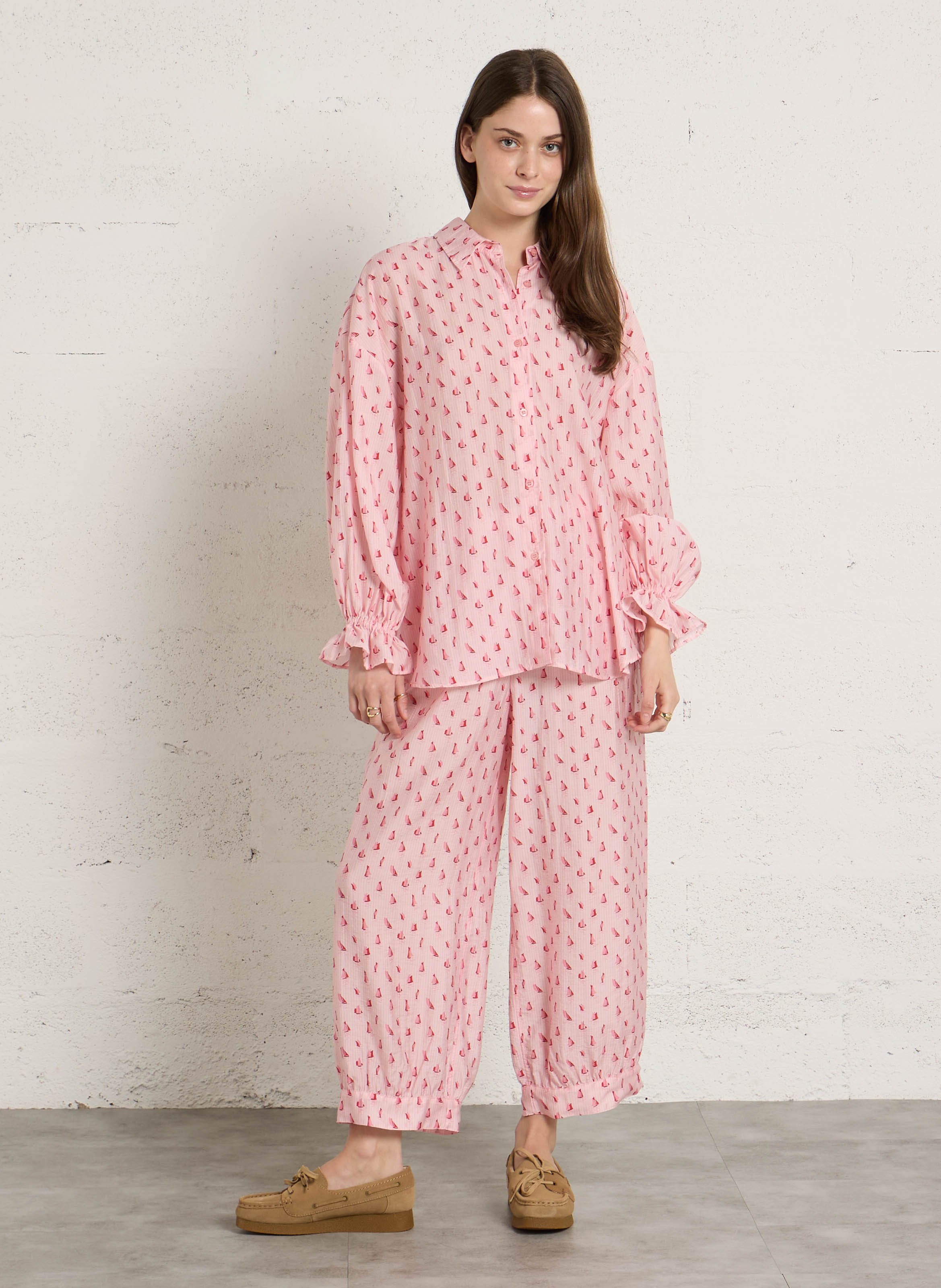 Chemise ample à rayures zivow AMERICAN VINTAGE Rose