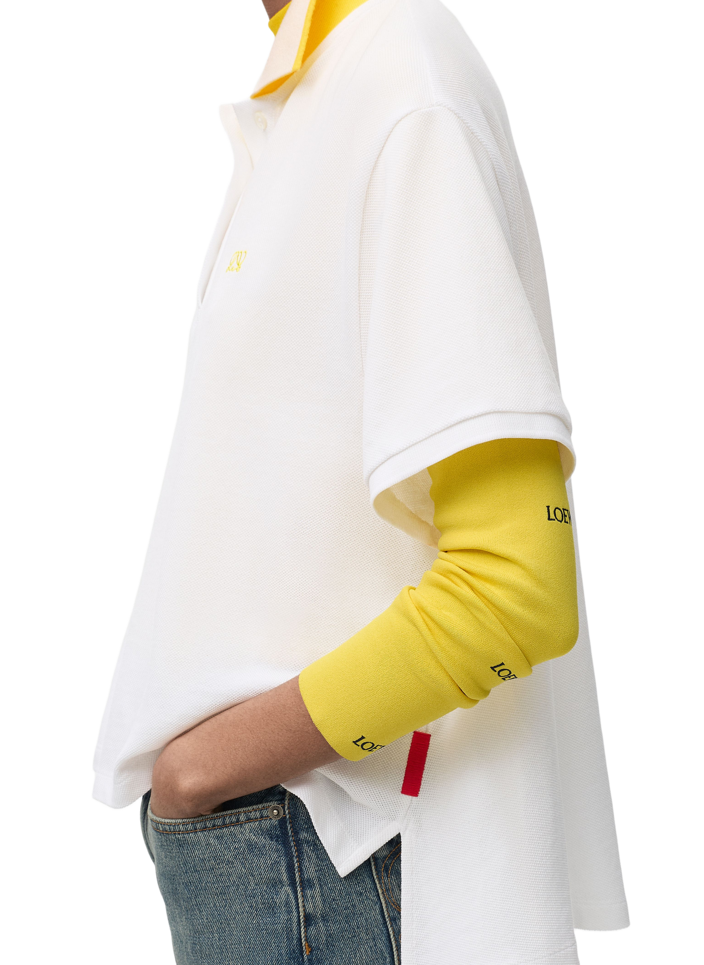 A-line cotton polo LOEWE White
