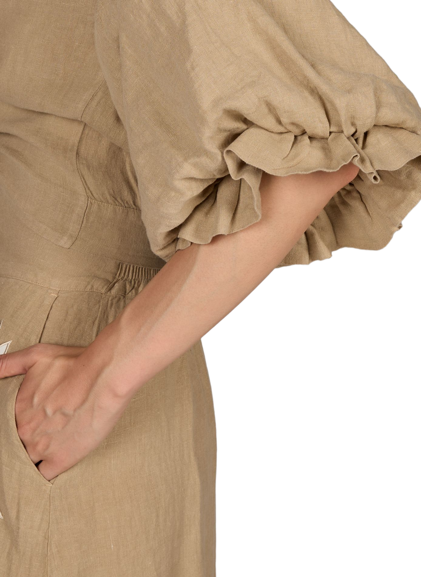 Oberteil mit puffigen Ärmeln und Bindung aus Leinen MR MOOD Beige