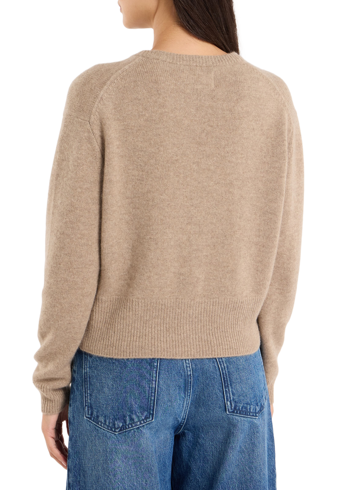 Fluffy round-neck cashmere cardigan SAISON 1865 Brown