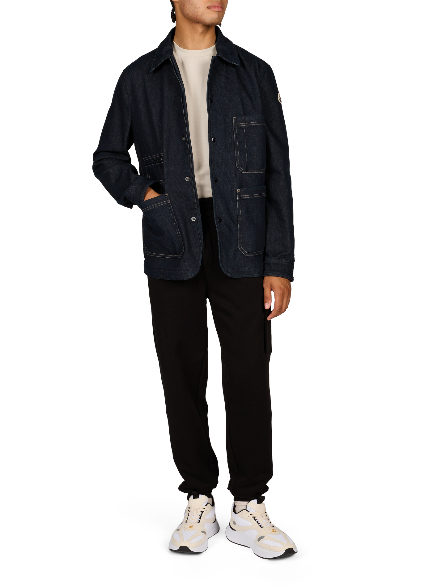Overhemd Haderu van gemengd katoen denim MONCLER Blauw