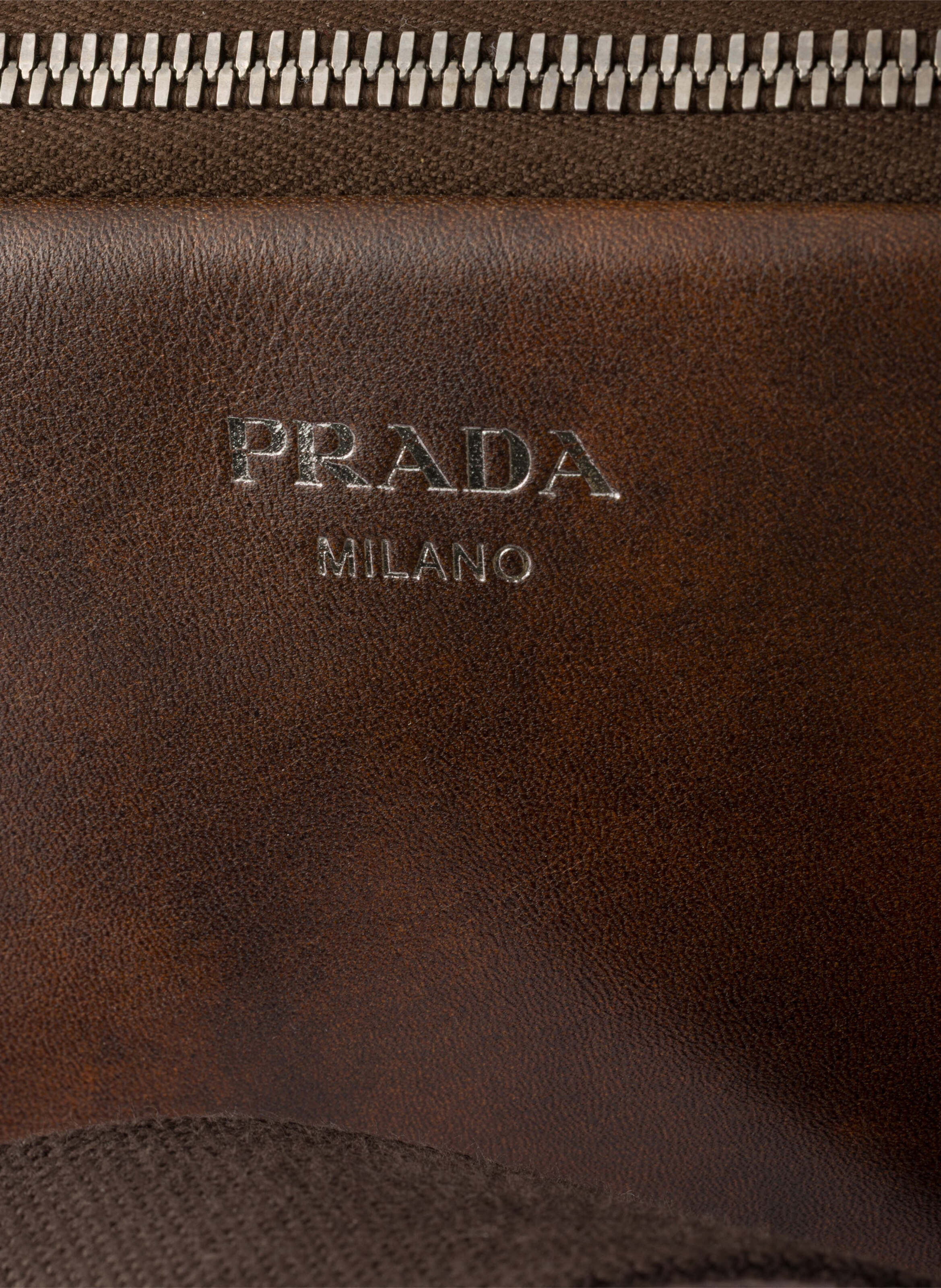 Sac à bandoulière en cuir PRADA Marron