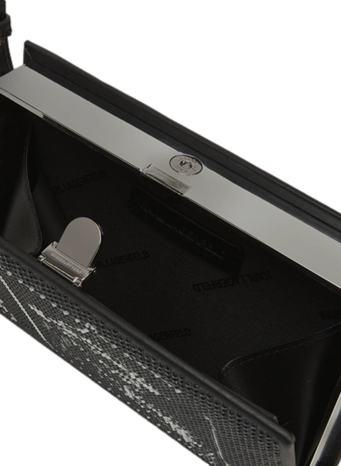 Leather clutch bag K/SOIREE BOOK MINAUDIERE KARL LAGERFELD Black