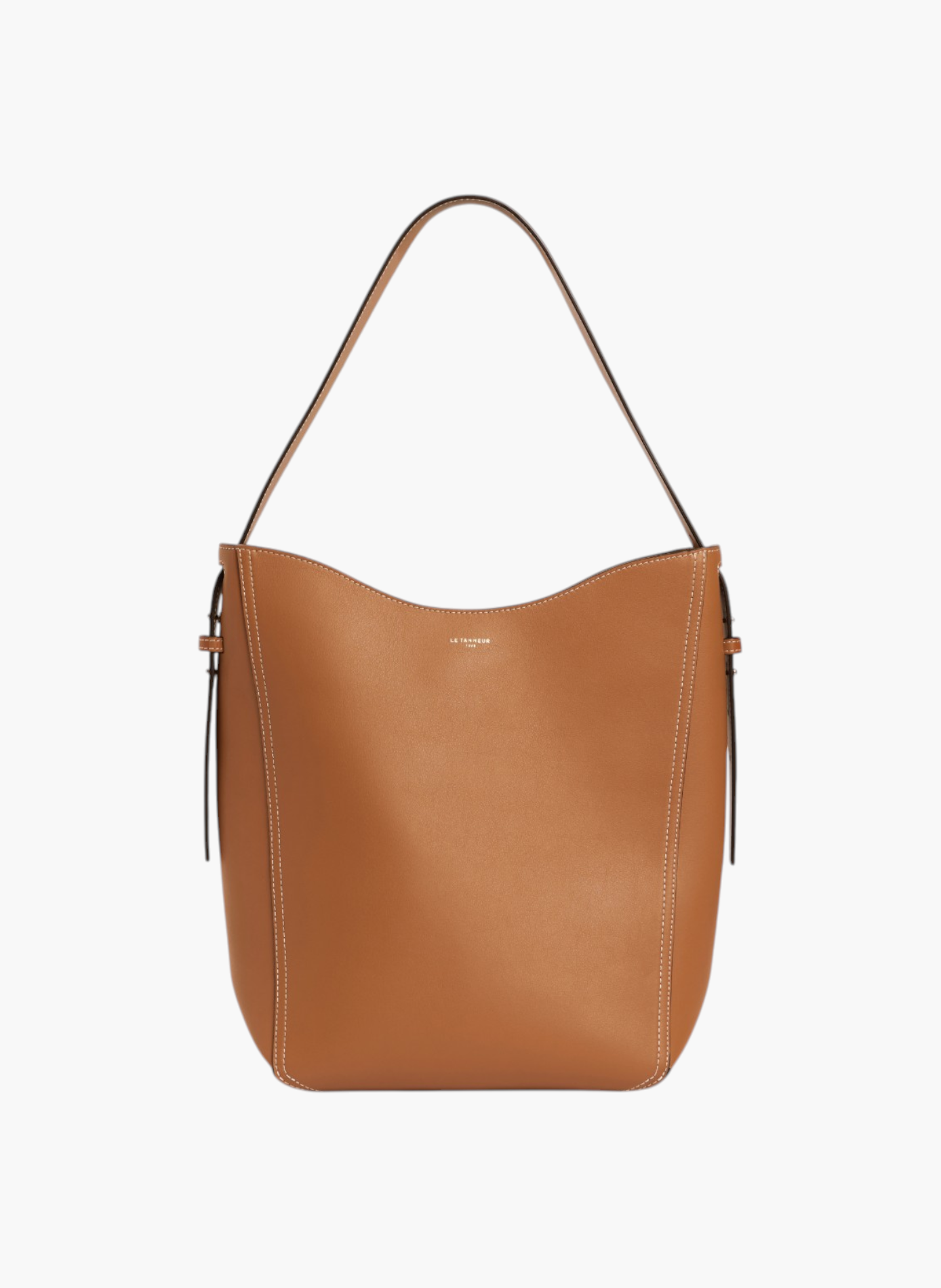 Sac hobo moyen modèle céleste en cuir lisse LE TANNEUR Marron