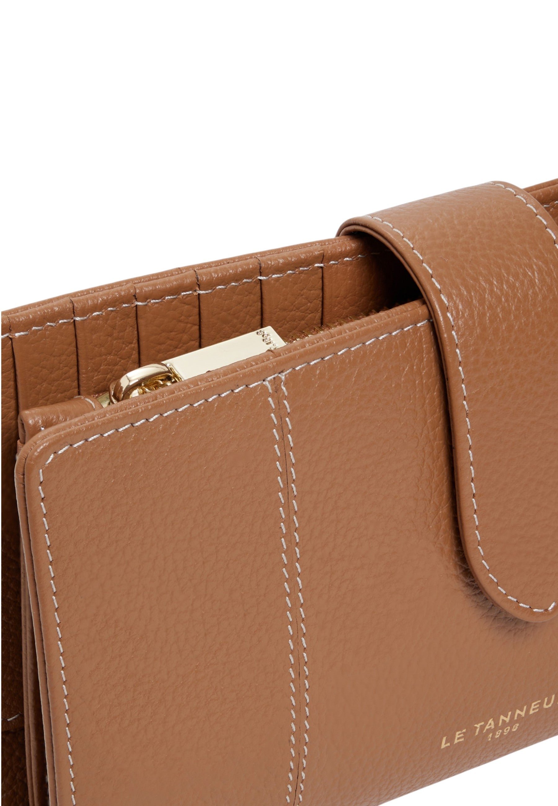Grand portefeuille marguerite en cuir grainé LE TANNEUR Marron