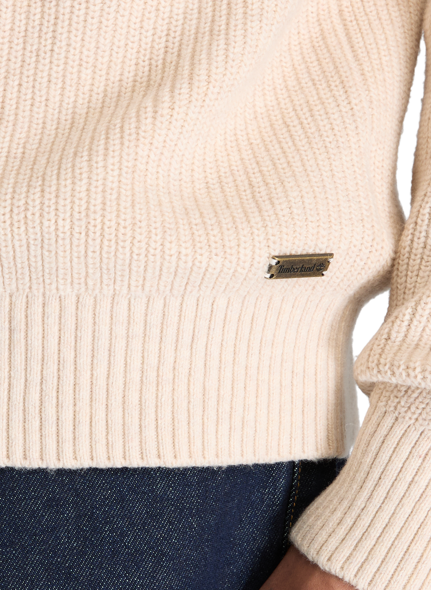 Straight fit cotton blend sweater | Beige TIMBERLAND Men