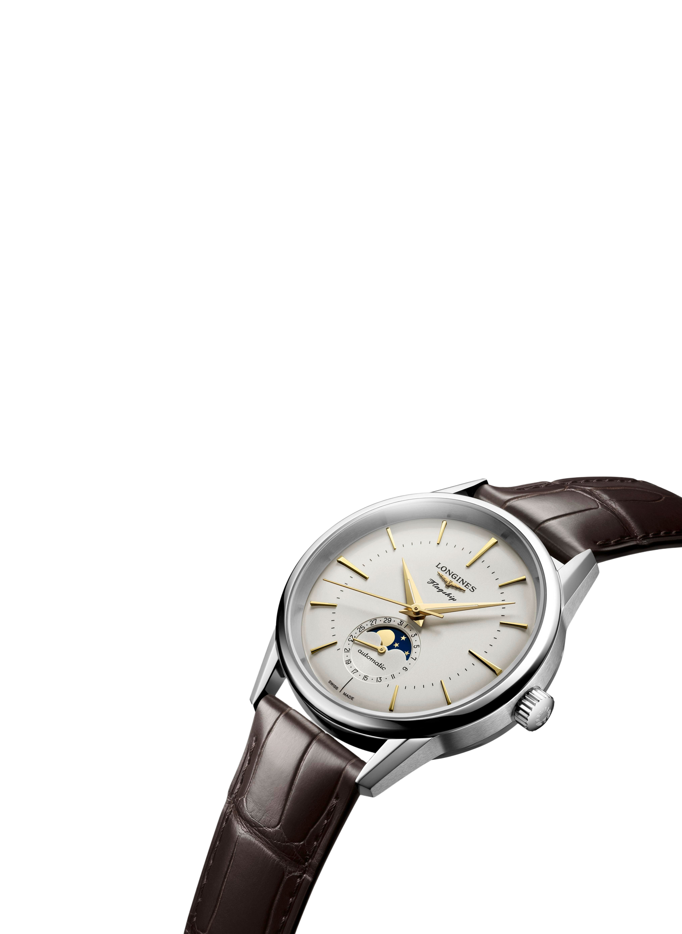 Montre automatique Flagship Heritage en cuir LONGINES Blanc