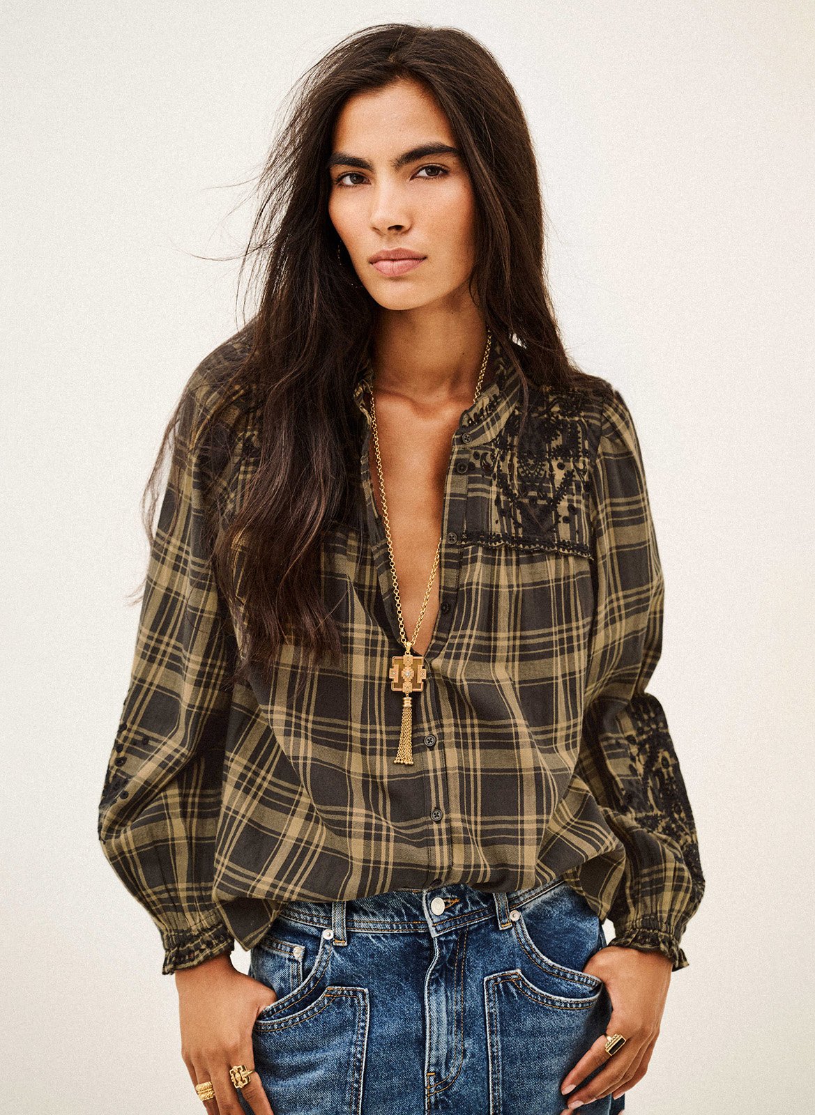 Chemise oversize en coton kaela BA&SH Kaki