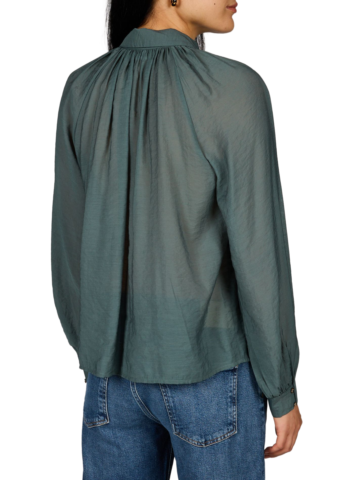 Fließende Bluse mit Peter-Pan-Kragen VILA Khaki