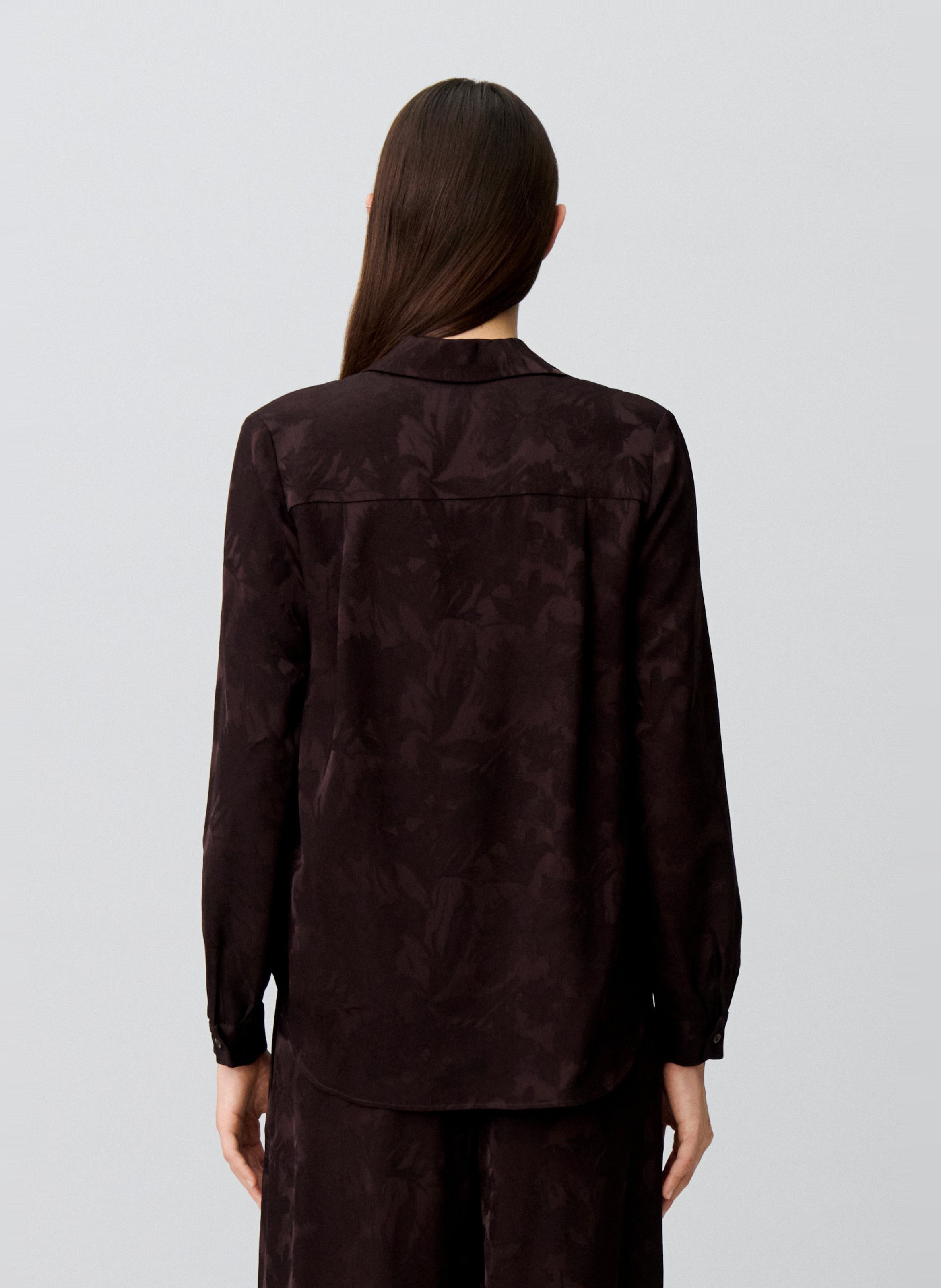 Chemise col v fluide jacquard CLAUDIE PIERLOT Marron