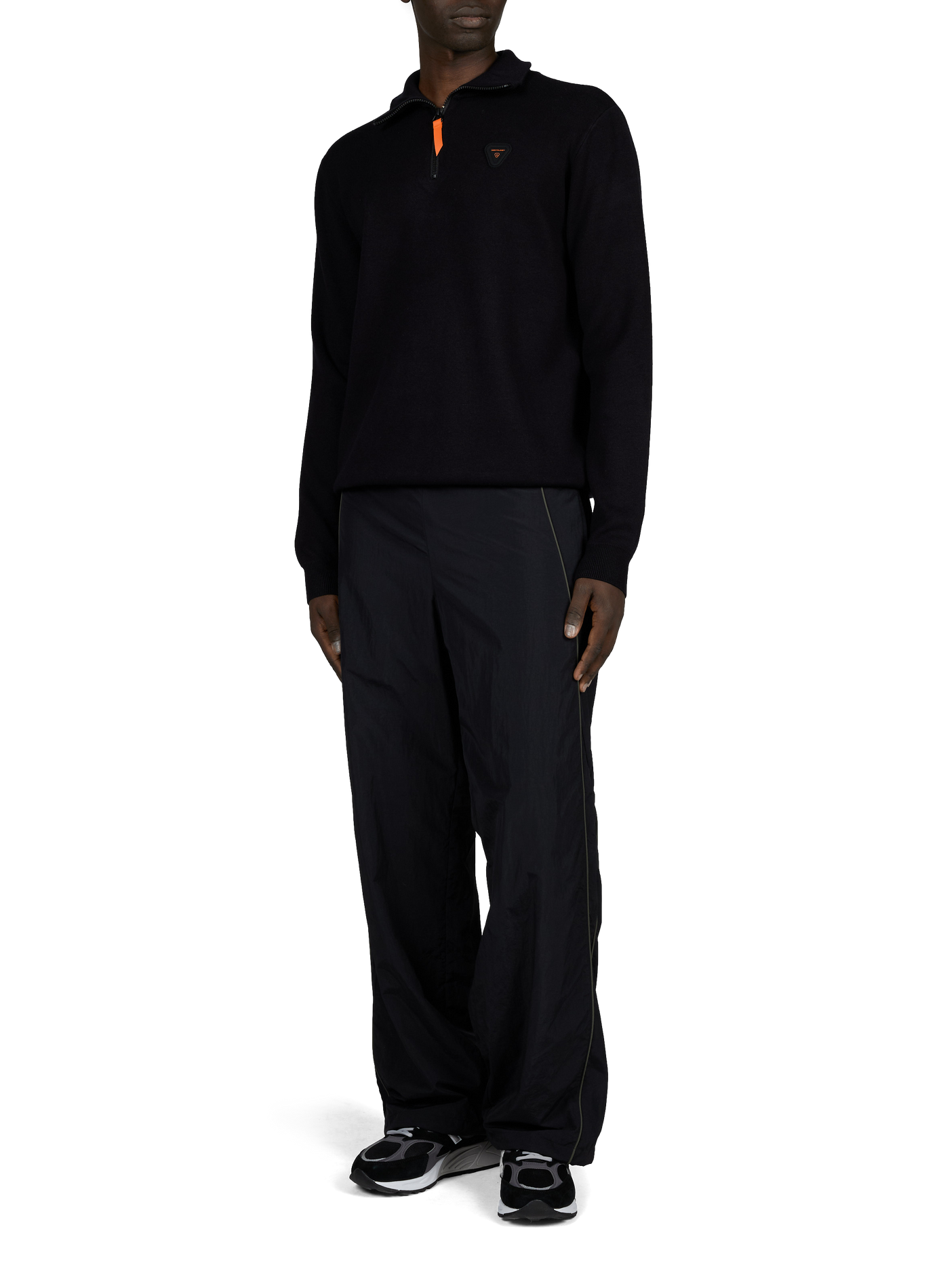 Straight fit high-neck zip-up sweatshirt with logo | Black GERTRUDE Men