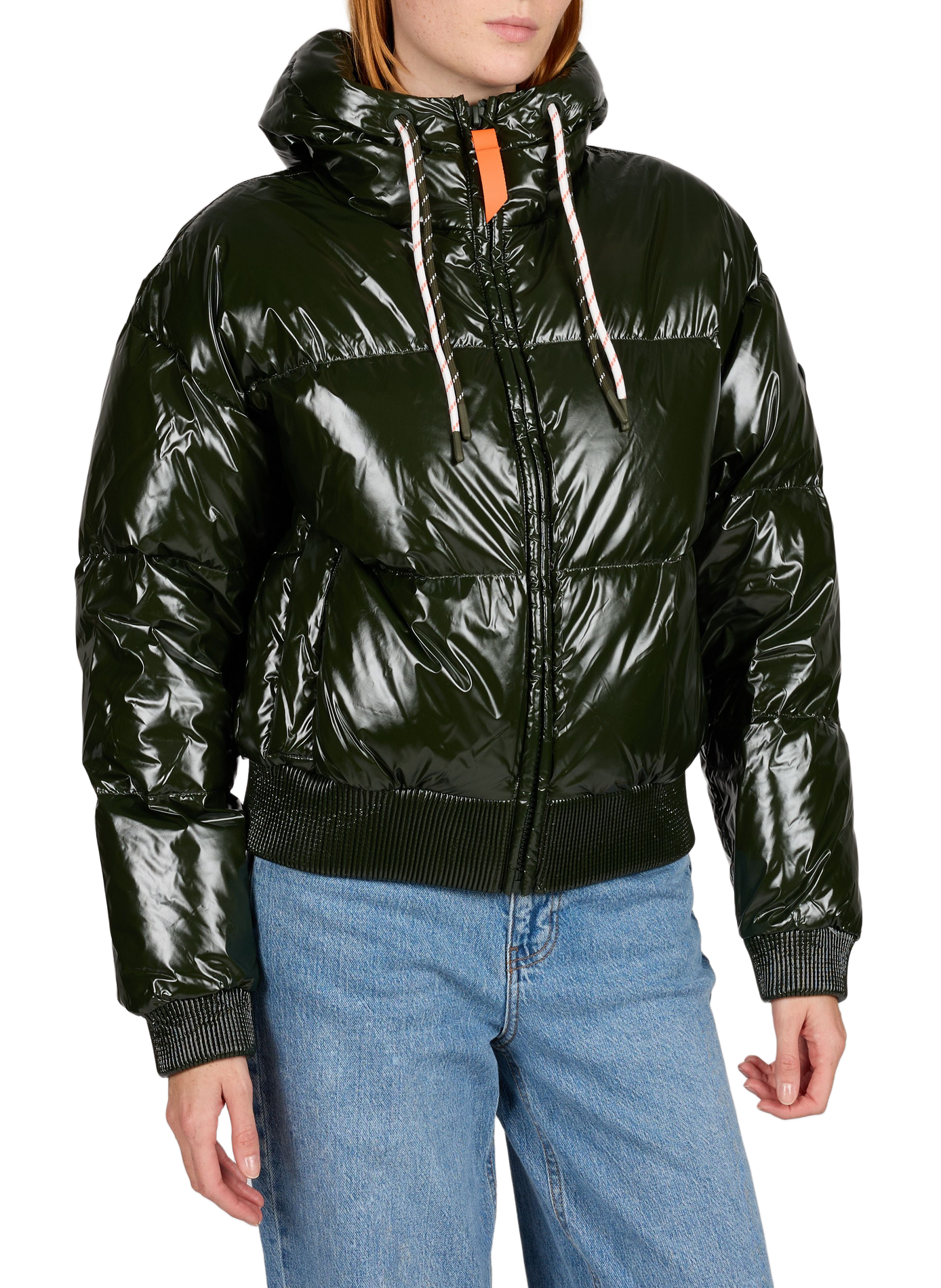 Glänzende Nine Daunenjacke mit verstellbarer Kapuze GERTRUDE Grun