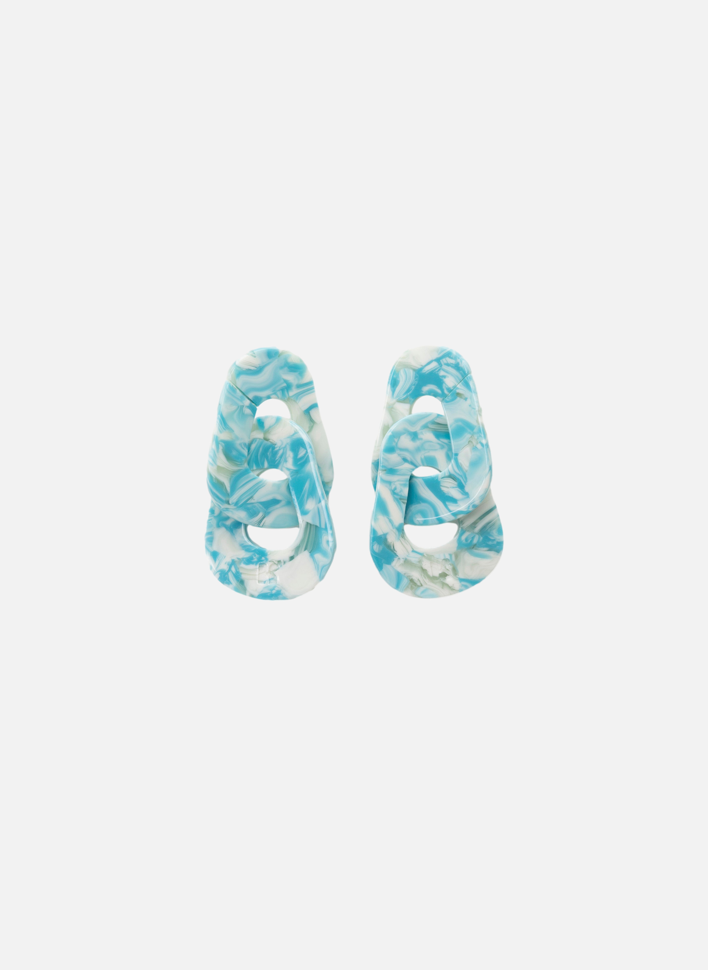 Boucles d'oreilles maillons en acétate de cellulose  Turquoise