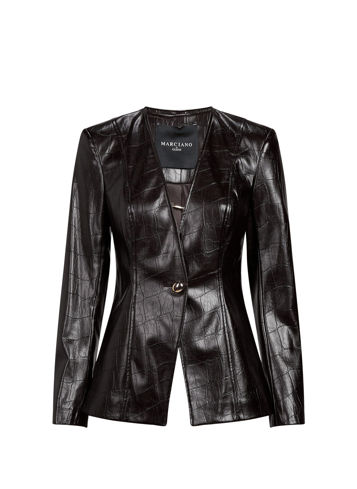Alessandria straight-cut jacquard jacket GUESS Brown