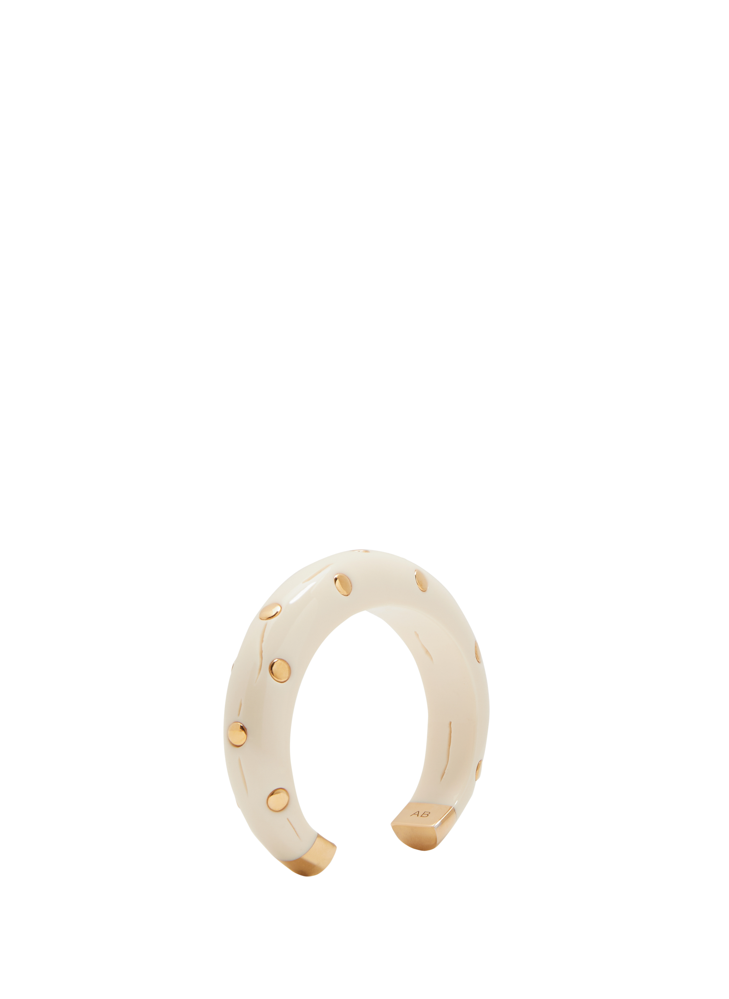 Studded Caftan Moon Bangle AURELIE BIDERMANN White