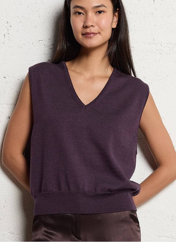 Pull col v en laine sonia Violet by SOEUR SOEUR Pull col v en laine sonia Violet