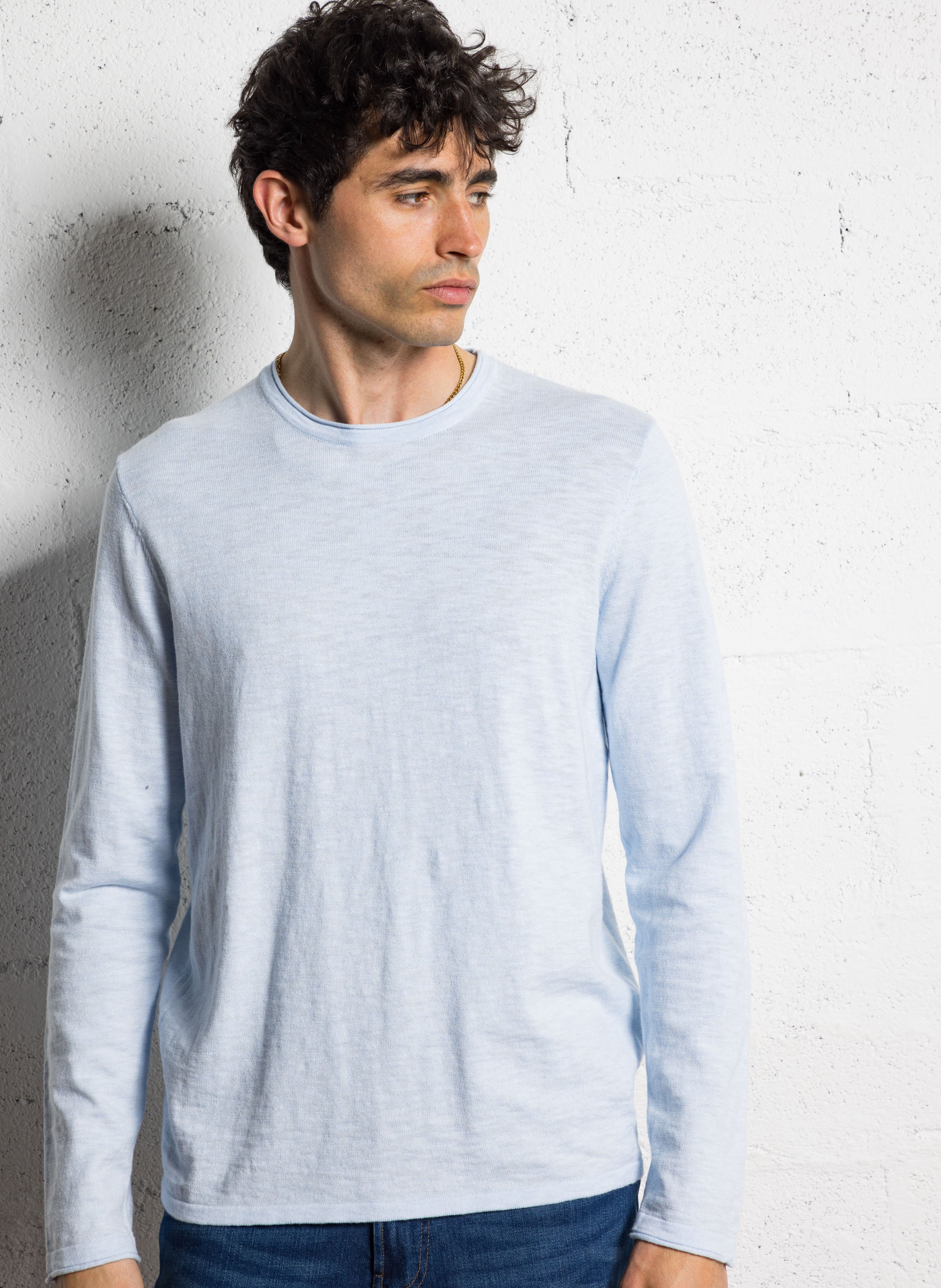 Pull droit en coton IKKS Bleu